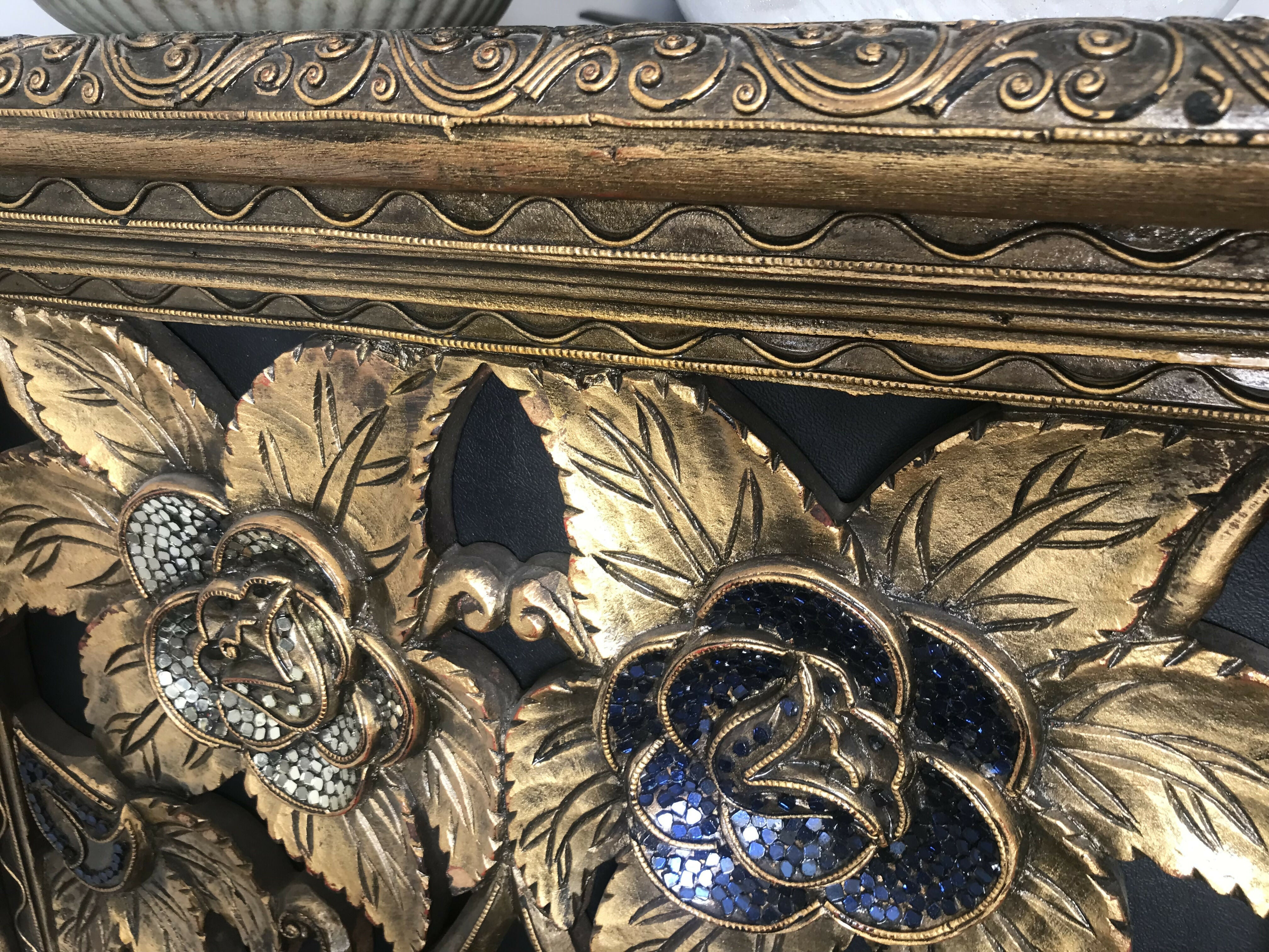 Buffet indiano raridade maravilho em madeira entalhada feito à mão 150x55