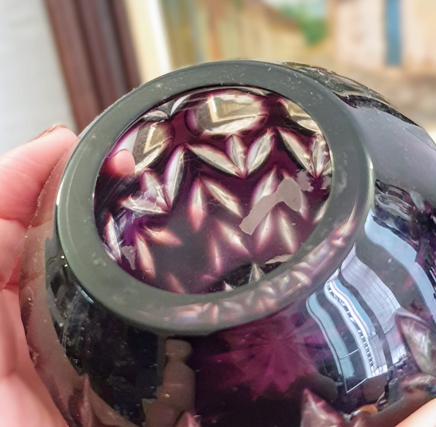 Par de porta velas em cristal overlay em tom de roxo/uva. Muito lindos.