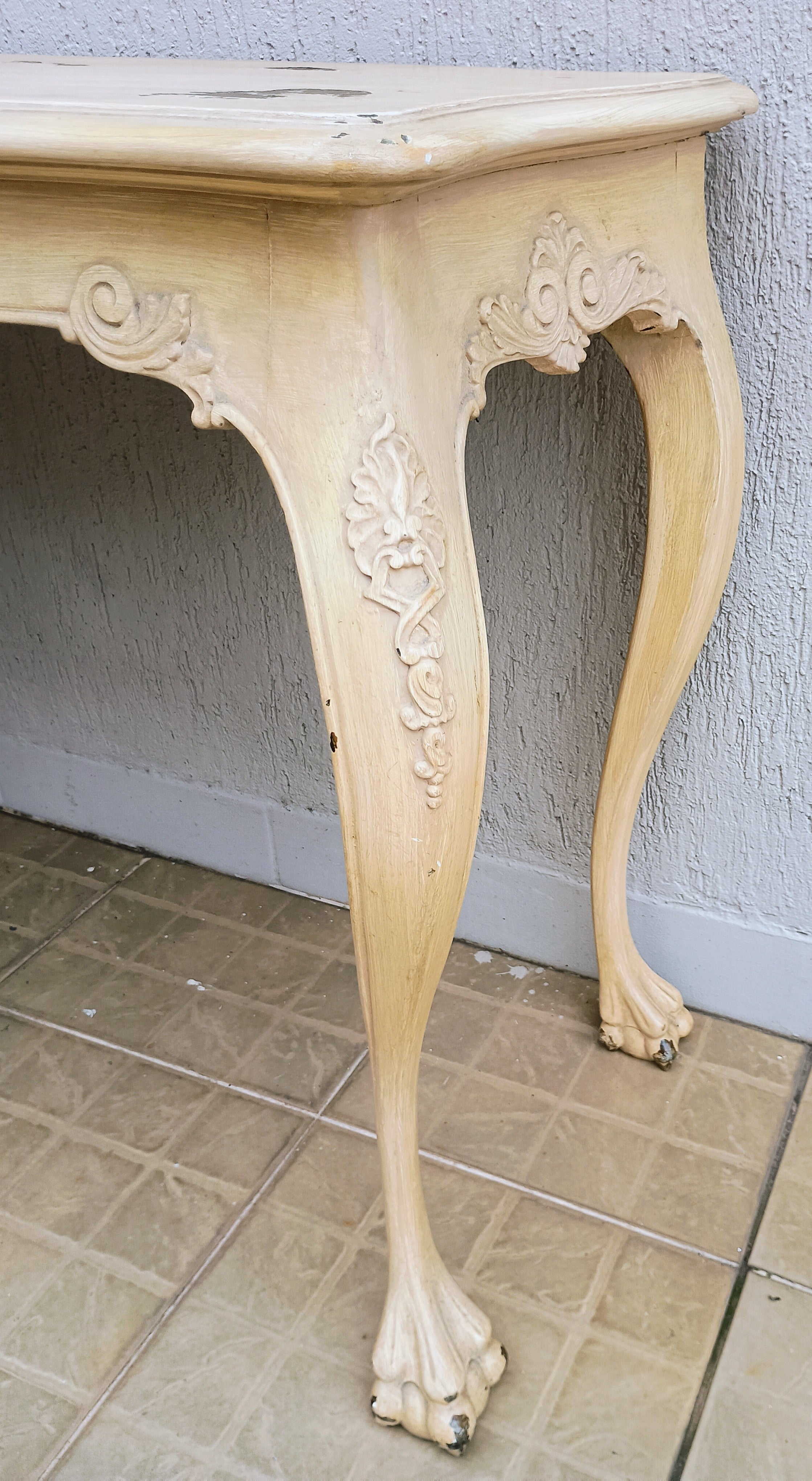 Aparador Console em jacarandá estilo Luiz XV com pátina clara 