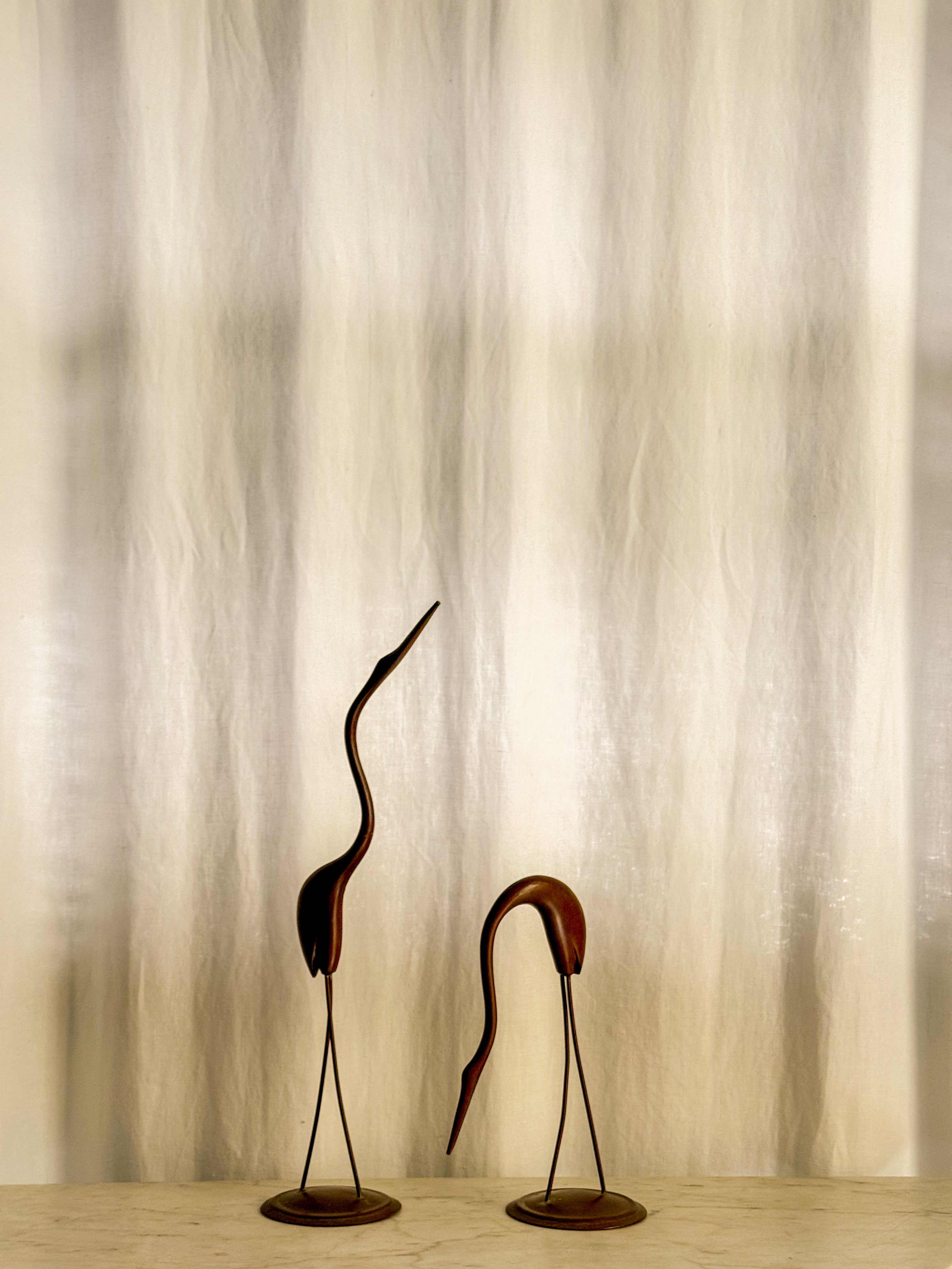 Casal de Garças vintage em bronze 