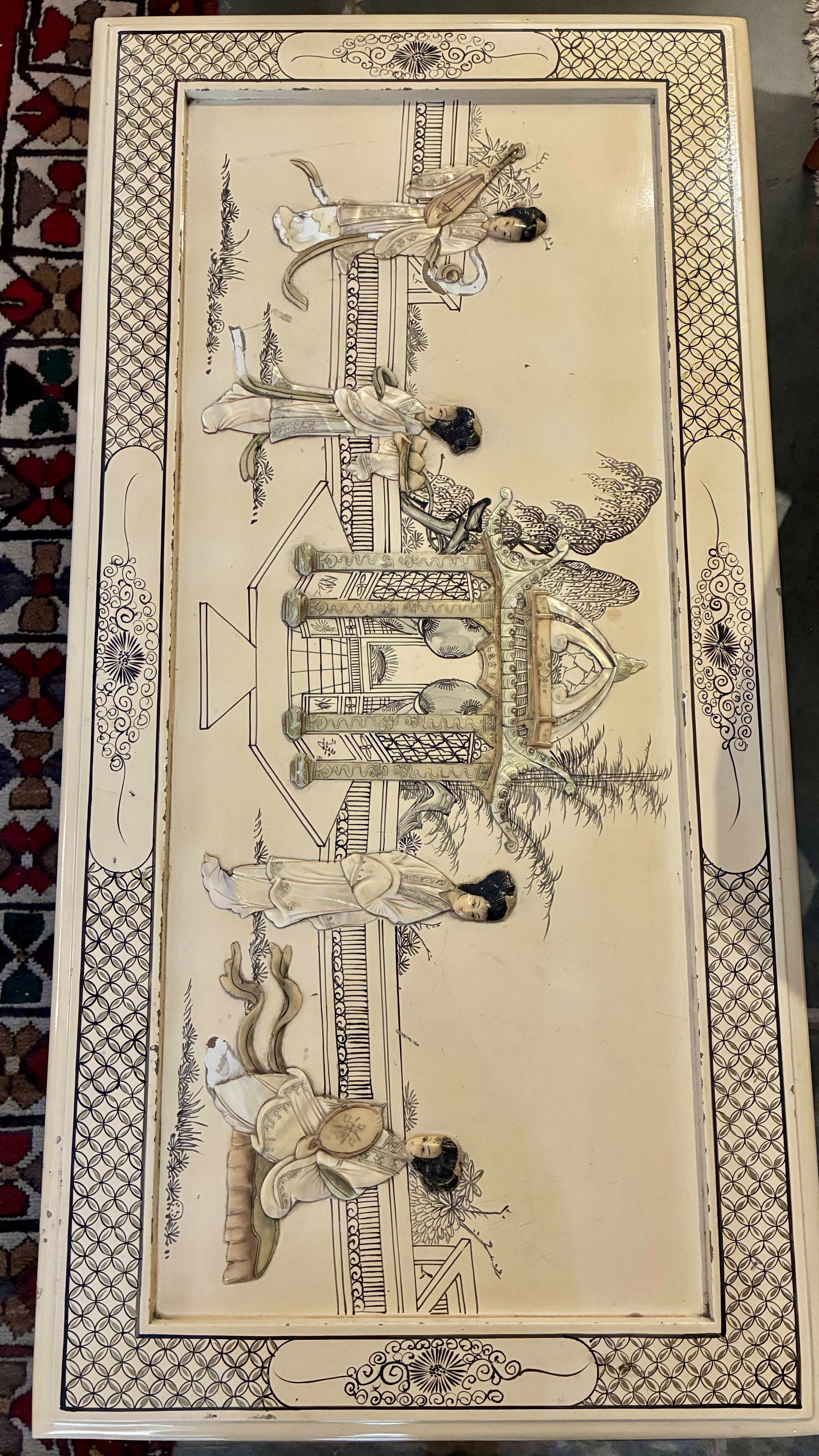 Mesa de Centro Retangular Chinoiserie Laqueada