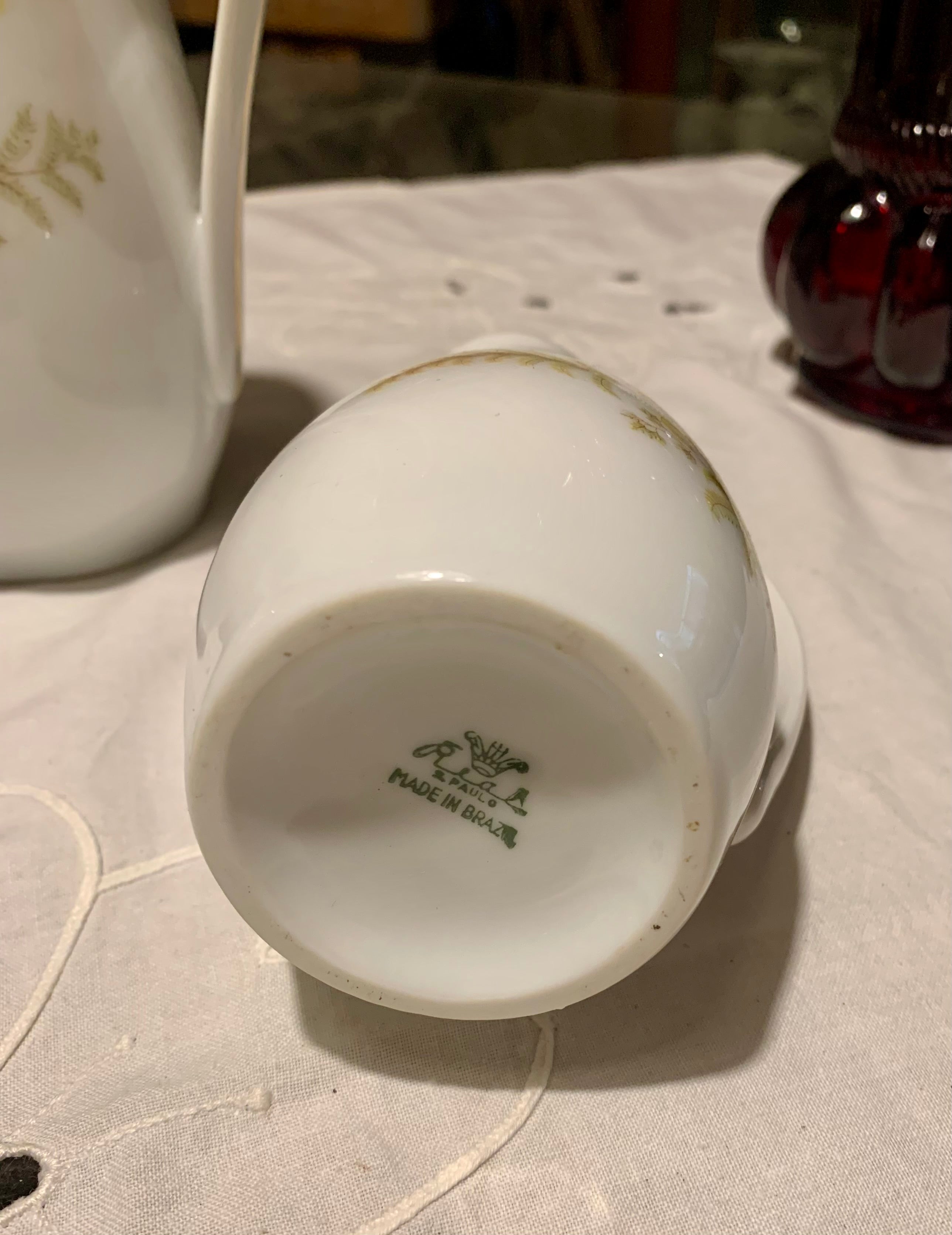 Lindo e raro conjunto porcelana Real com samambaias