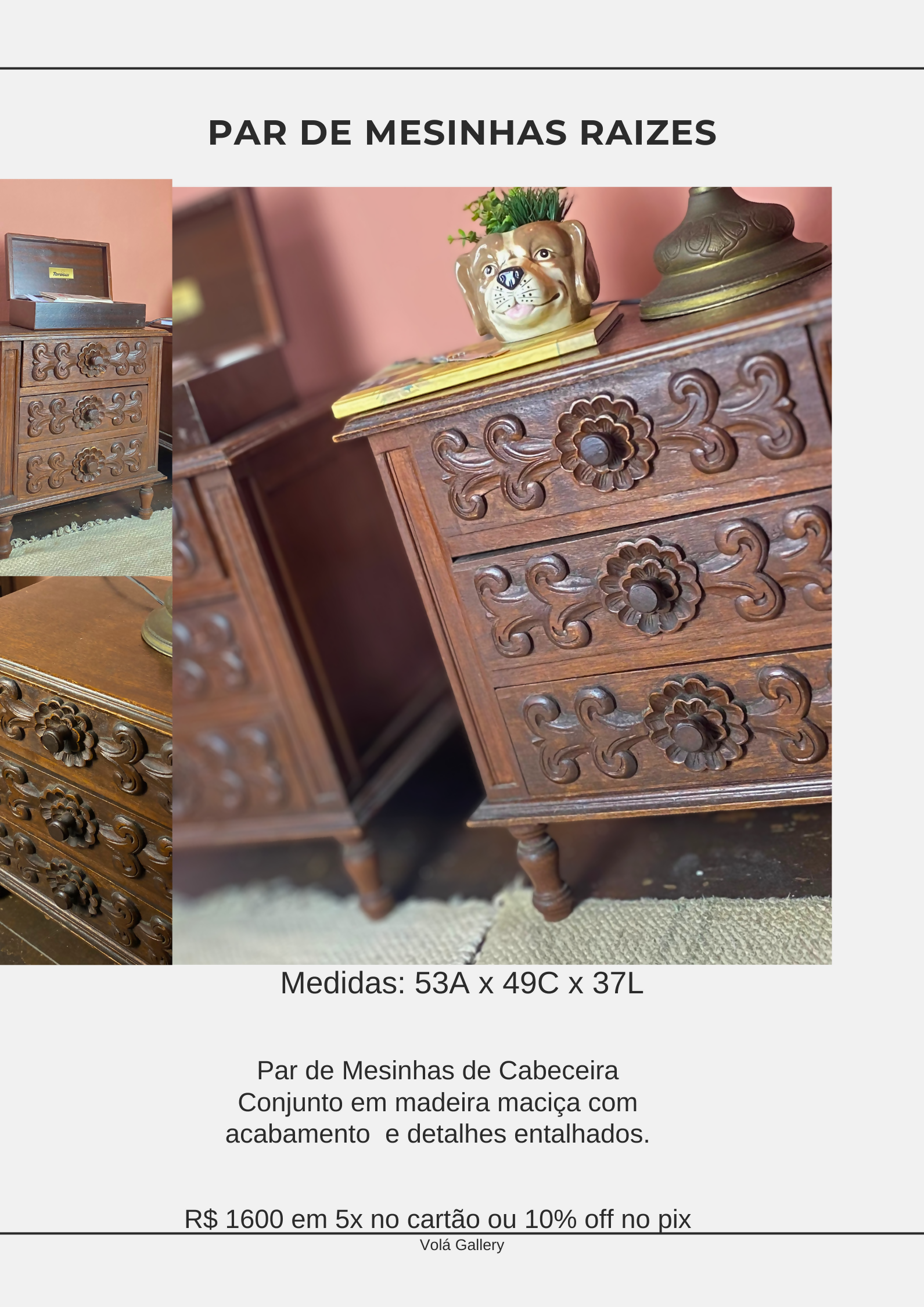 Par de Mesinhas de Cabeceira &quot;Raízes&quot;