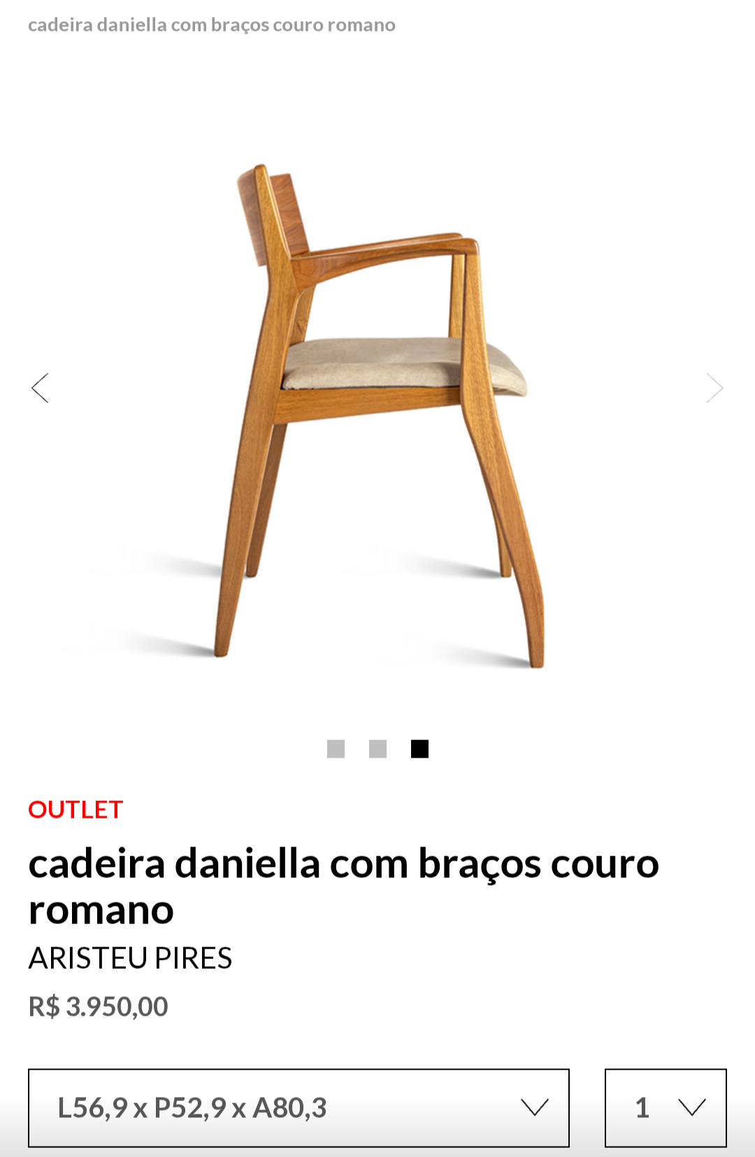 Cadeira Daniella com Braços em Couro Romano (8 unidades disponíveis) 