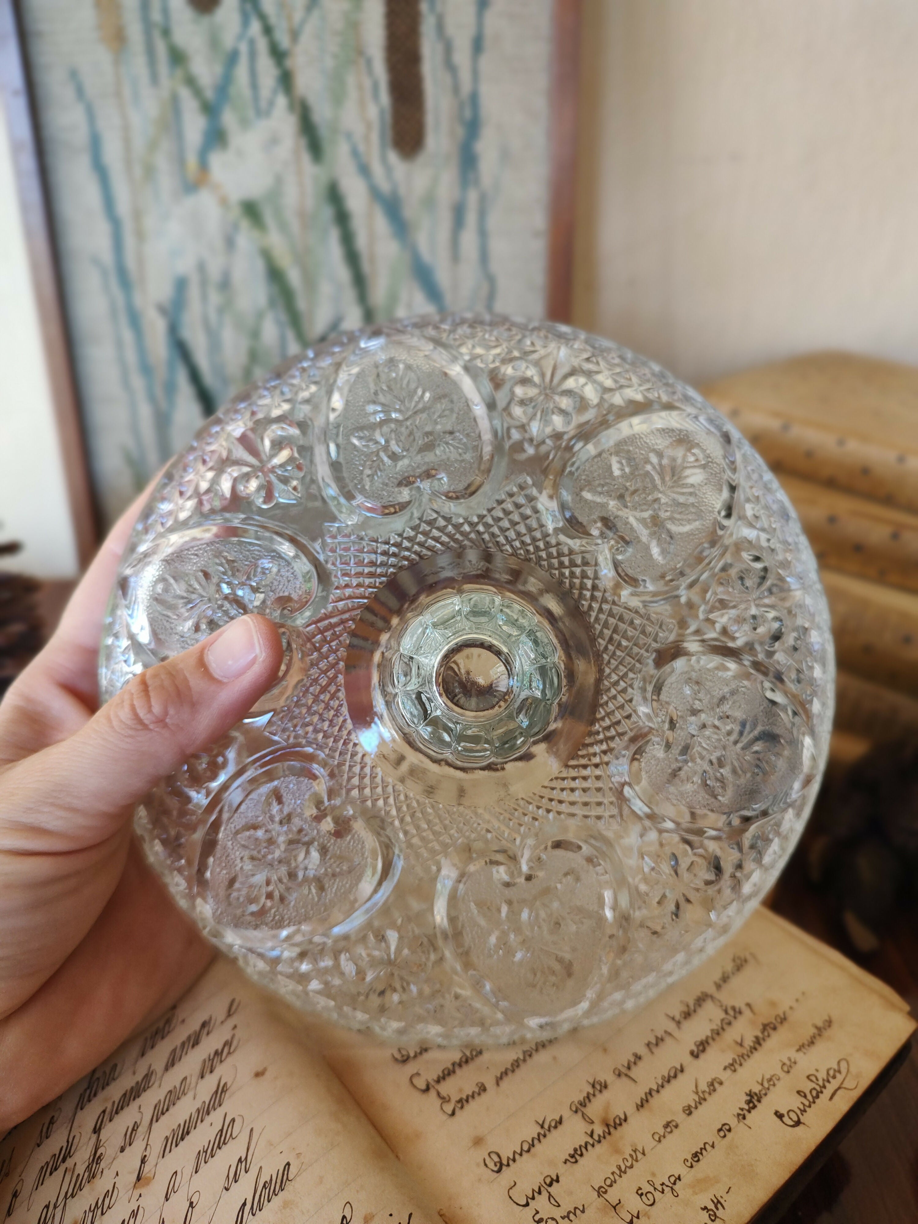 Baleiro / Bomboniere em vidro texturizado com tampa