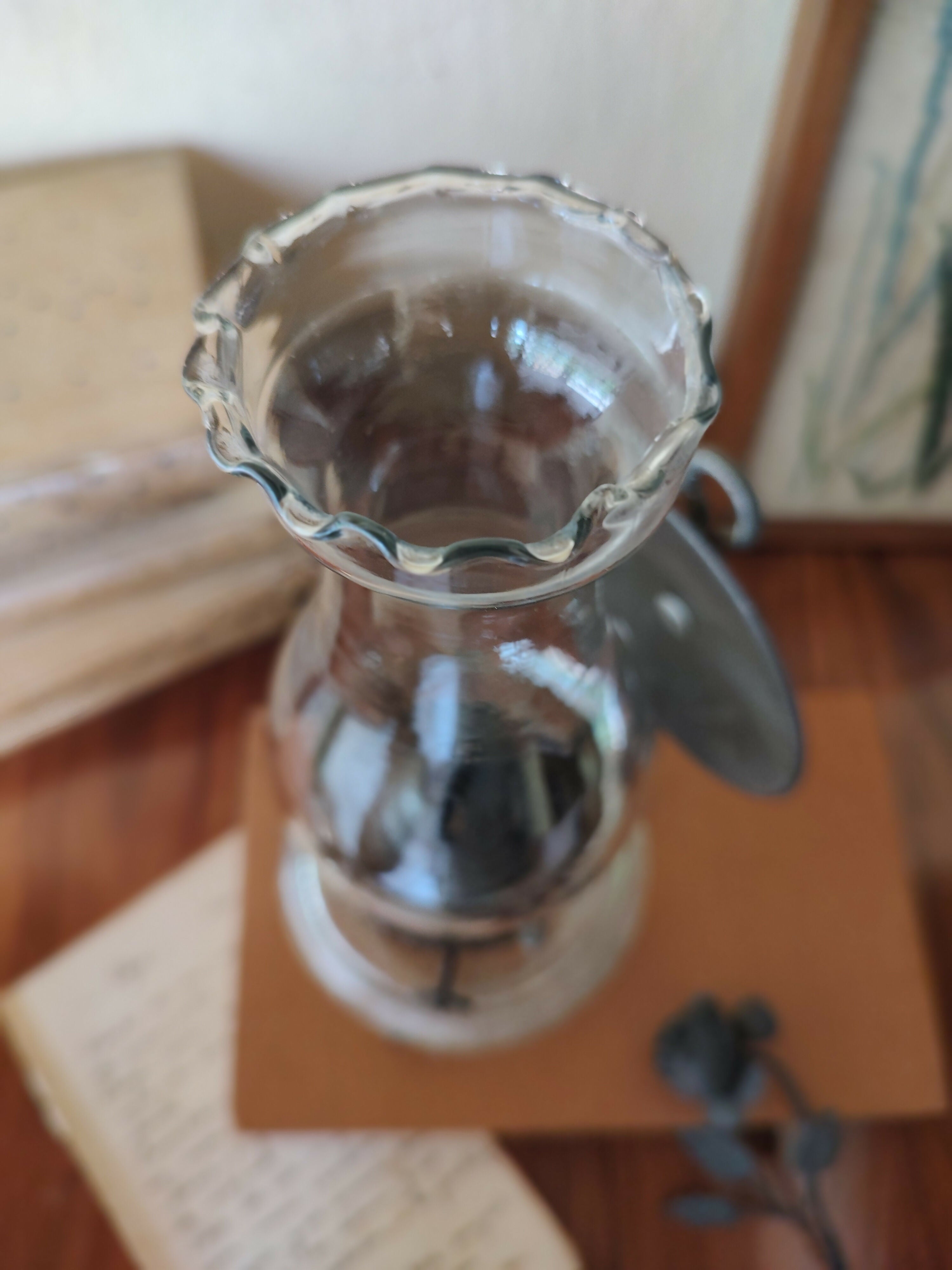 Antiga Lamparina / Lampião de mesa século XIX em vidro colonial