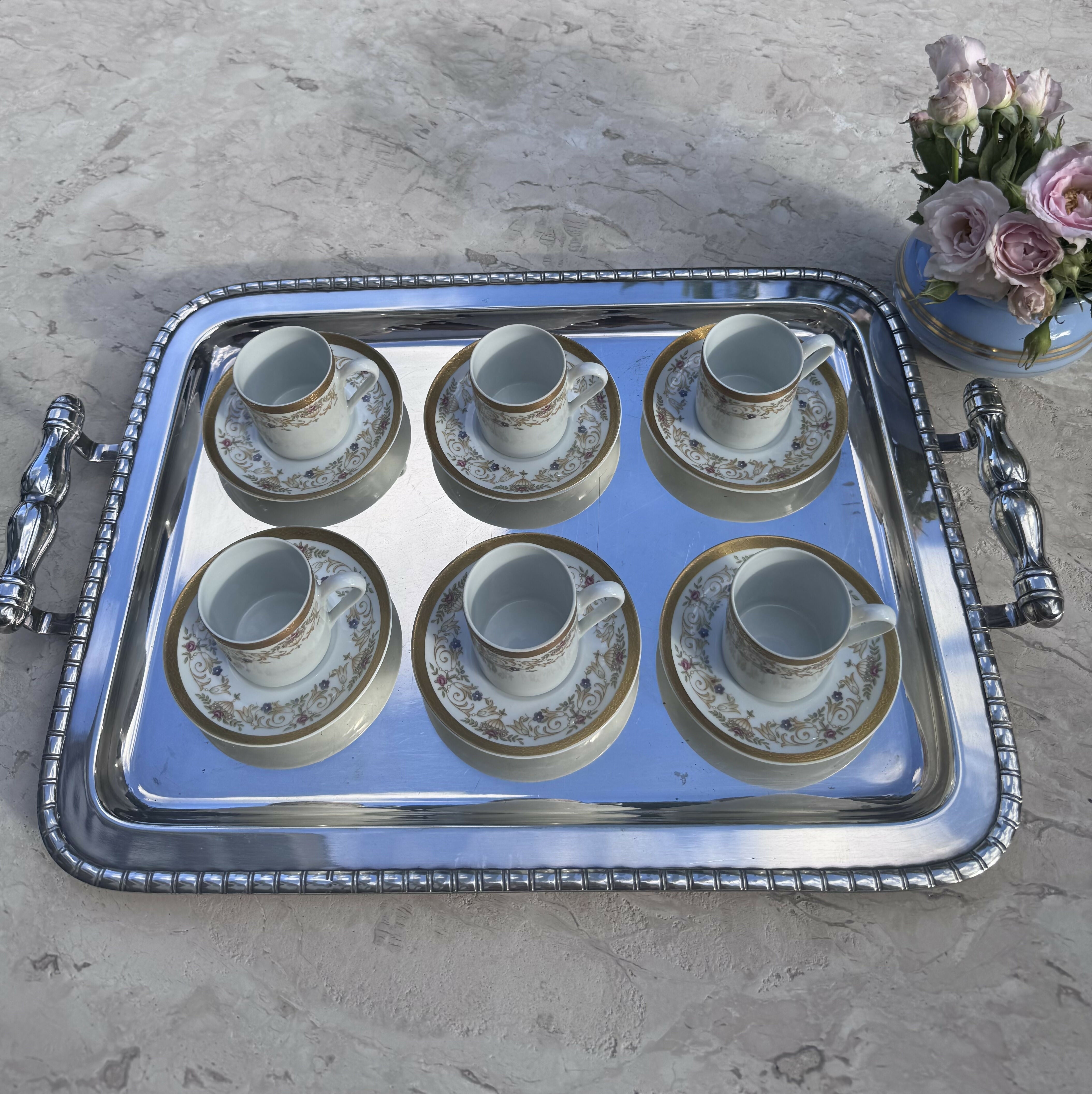 Bandeja retangular Wolff prata 90