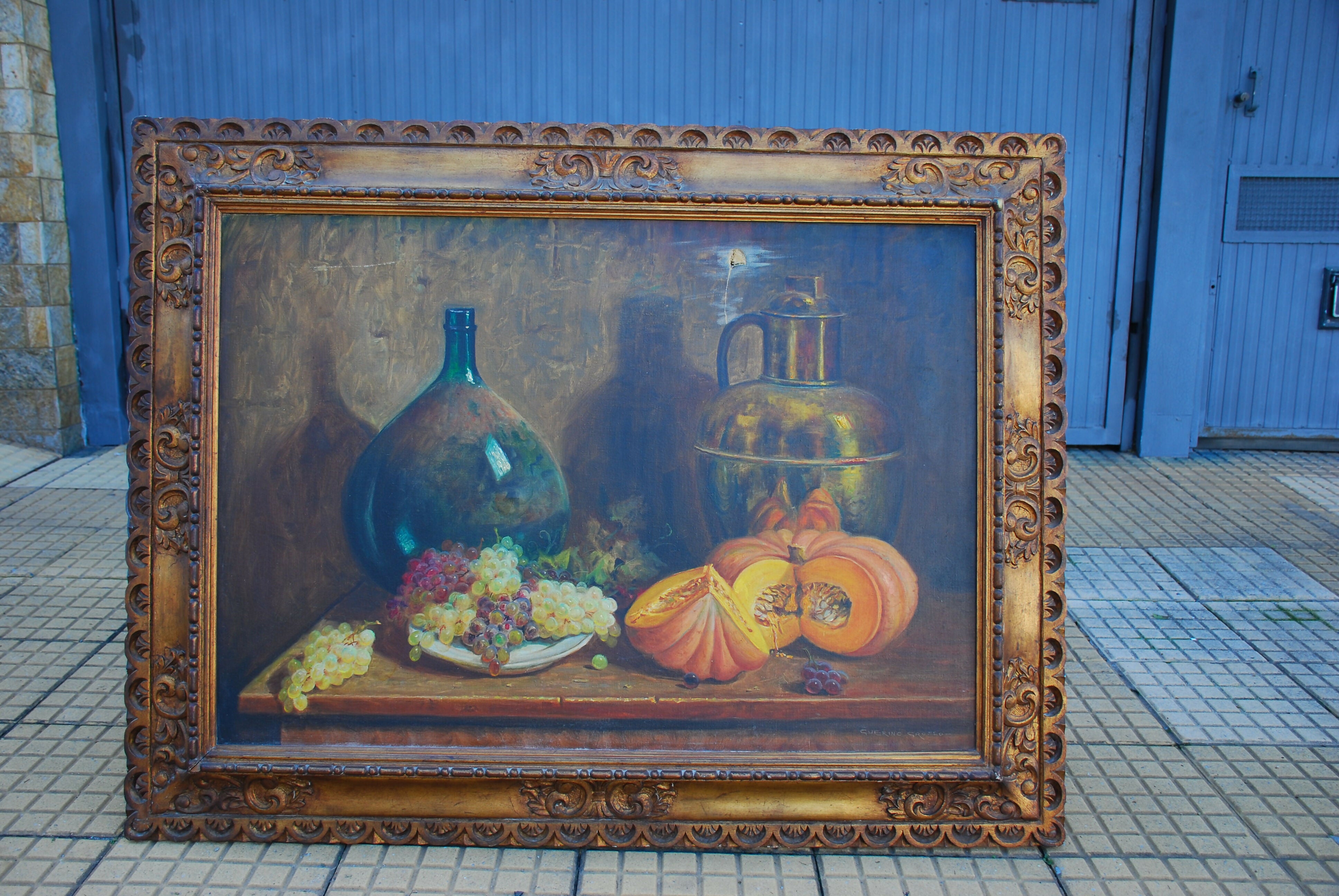 Quadro Natureza Morta anos 70 pra restauro 1,25 x 1,00 - Guerino Grosso
