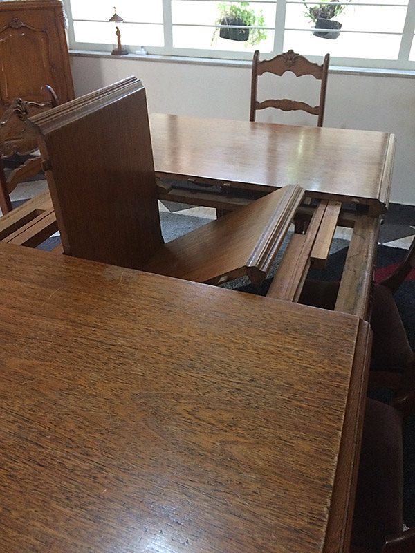 Jogo sala de jantar completo de madeira maciça anos 40-60