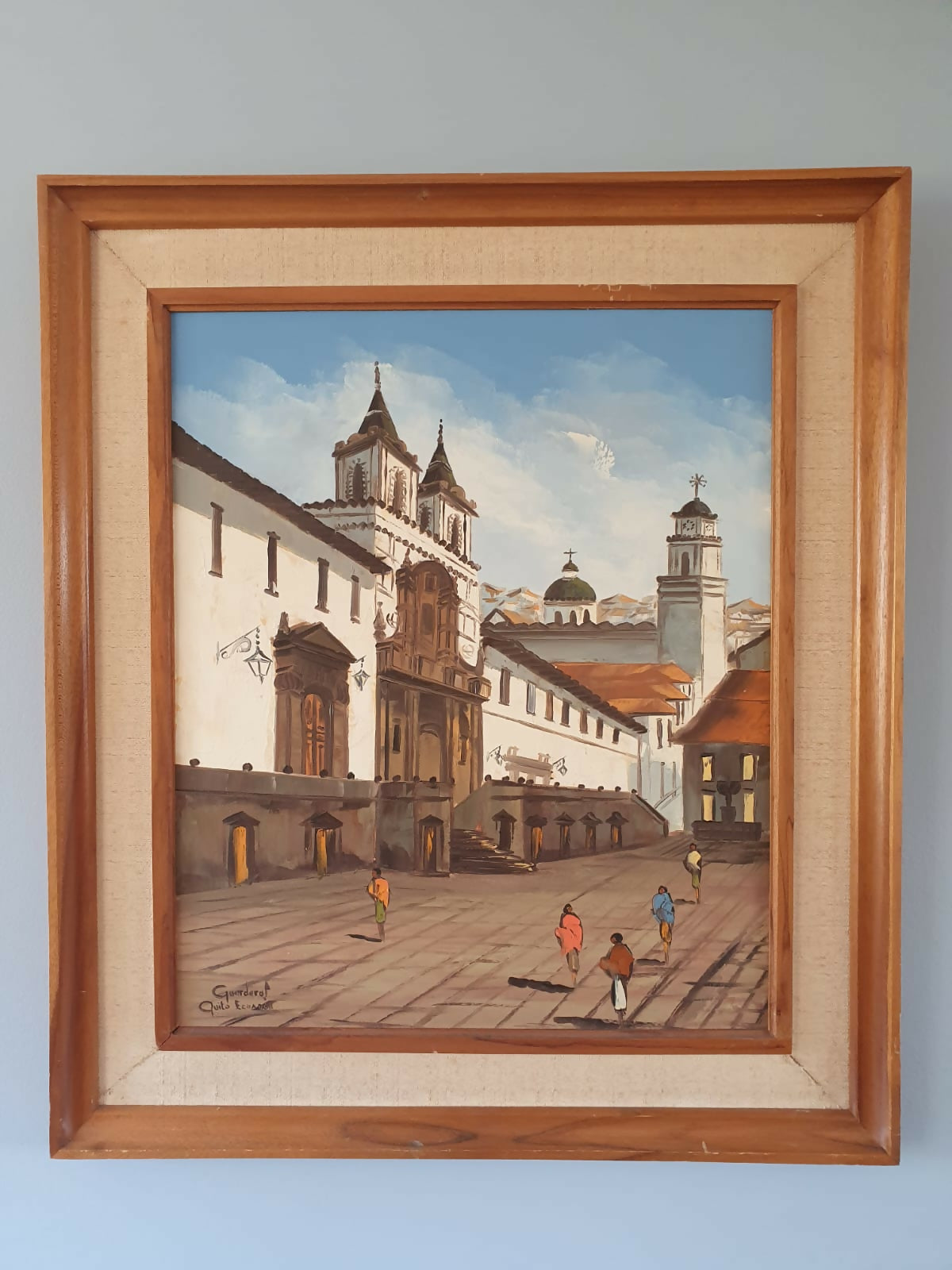 Maravilhoso quadro Óleo sobre tela de escola equatoriana, de Jorge Guarderas