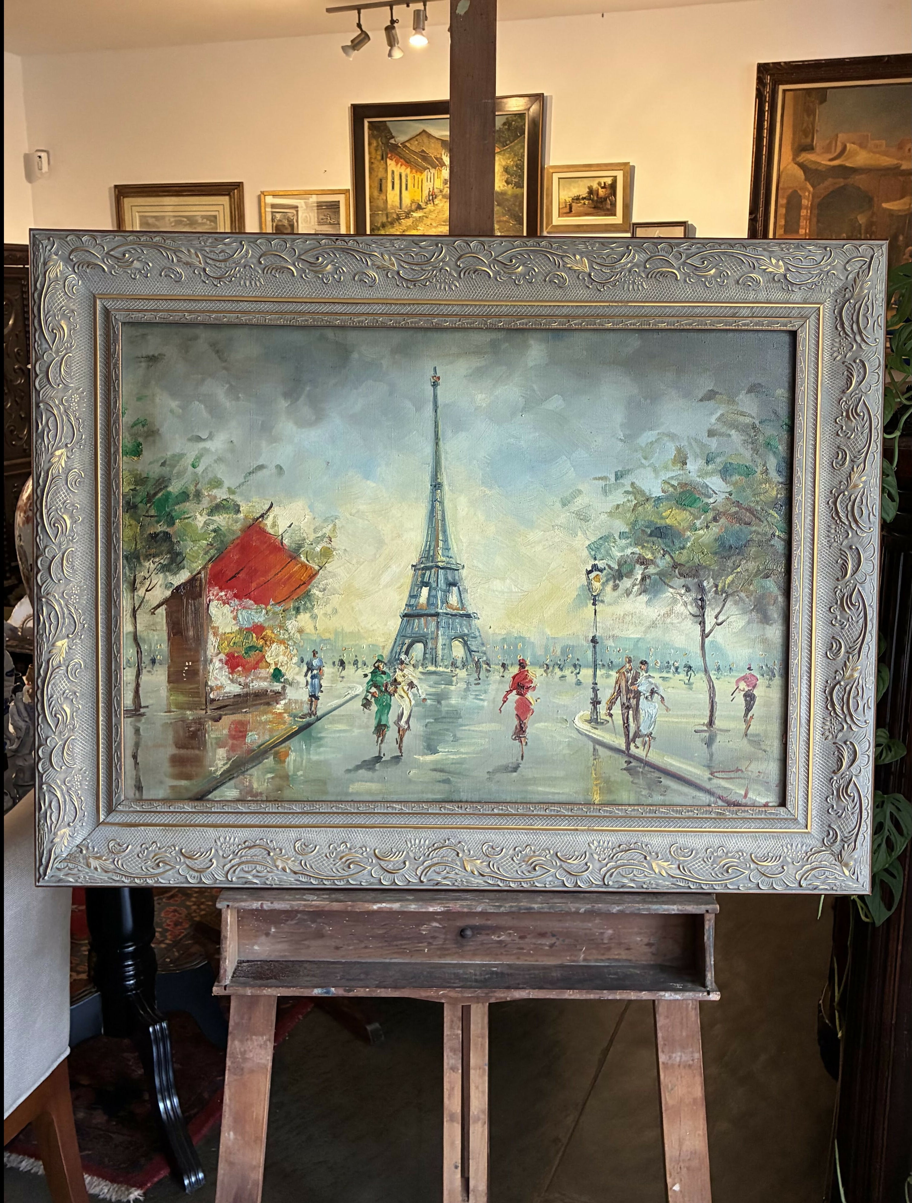 Quadro Óleo Sobre Tela Torre Eiffel Paris