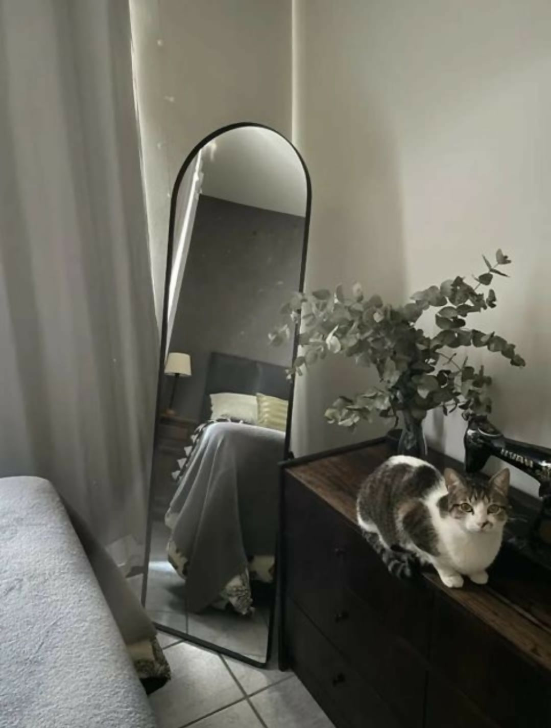 Espelho retrô grande de chão ferro preto