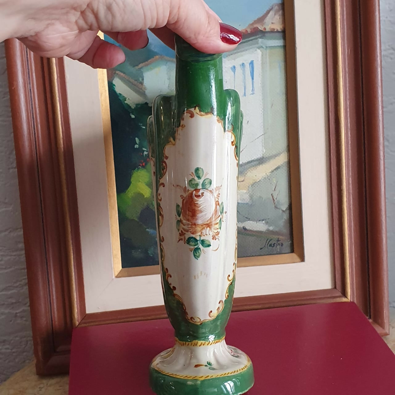 Incrível vaso (ânfora) em majólica italiana, anterior a 1900. Linda, em otimo estado!
