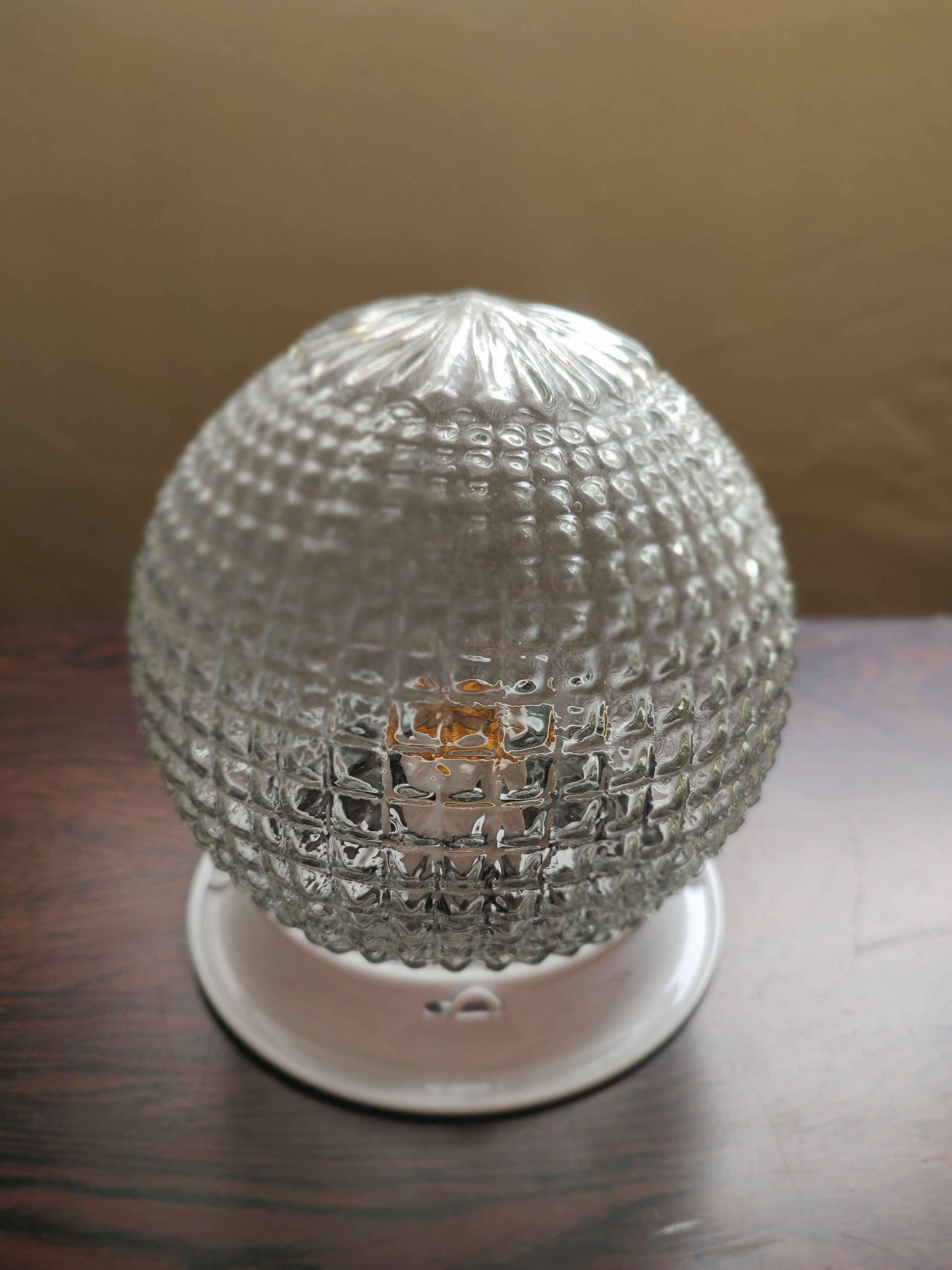 Antiga Cúpula / Lustre / Luminária Globo em vidro texturizado com bocal e plafon novos (modelos diversos)