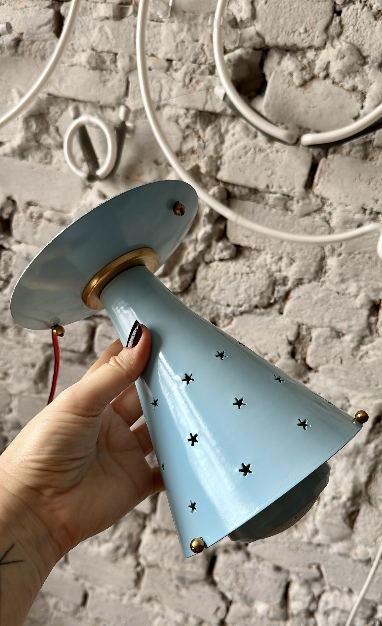 Anos 50 Luminária azul com estrelas