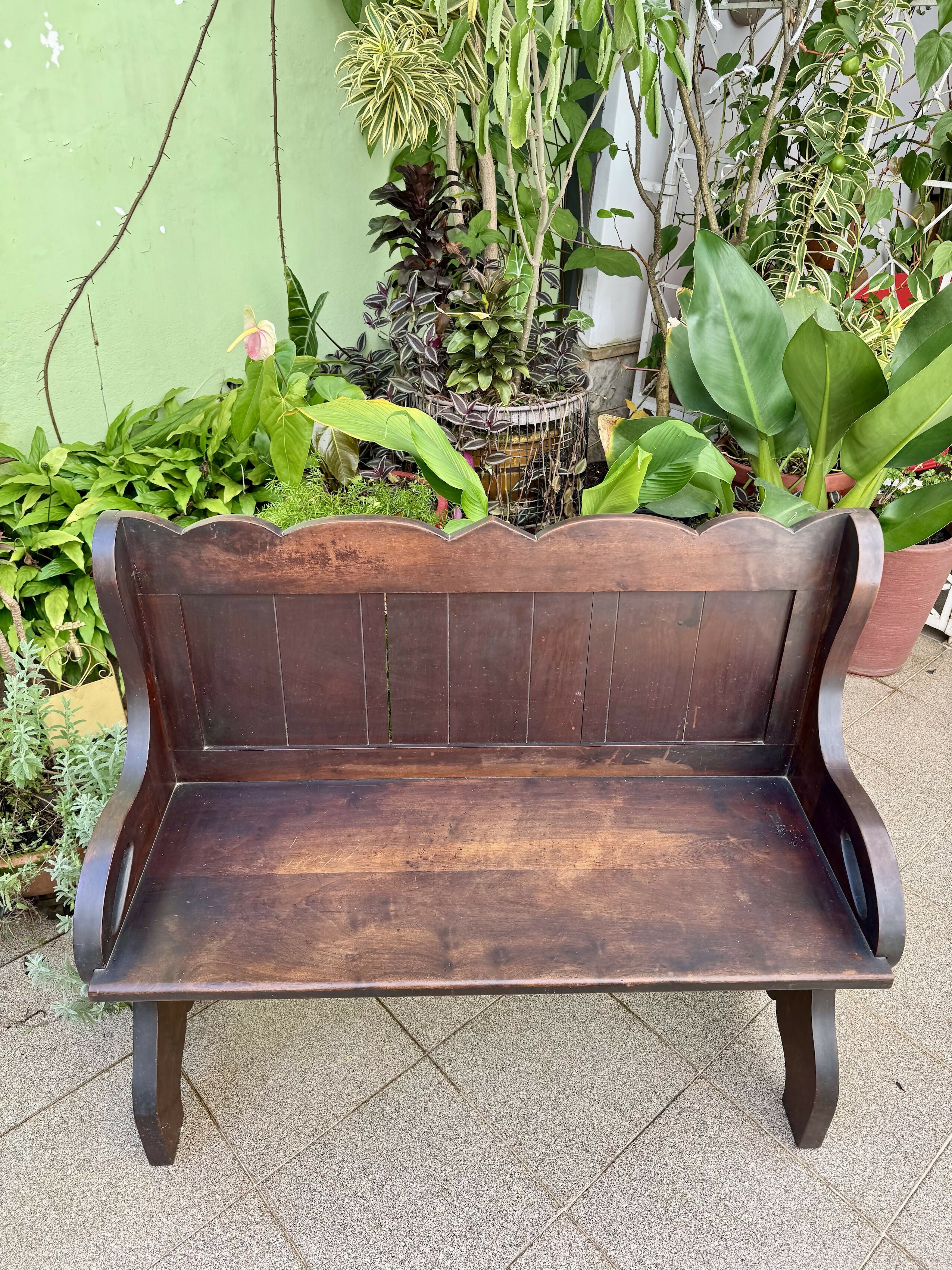 Antigo Banco de Igreja Madeira nobre selado