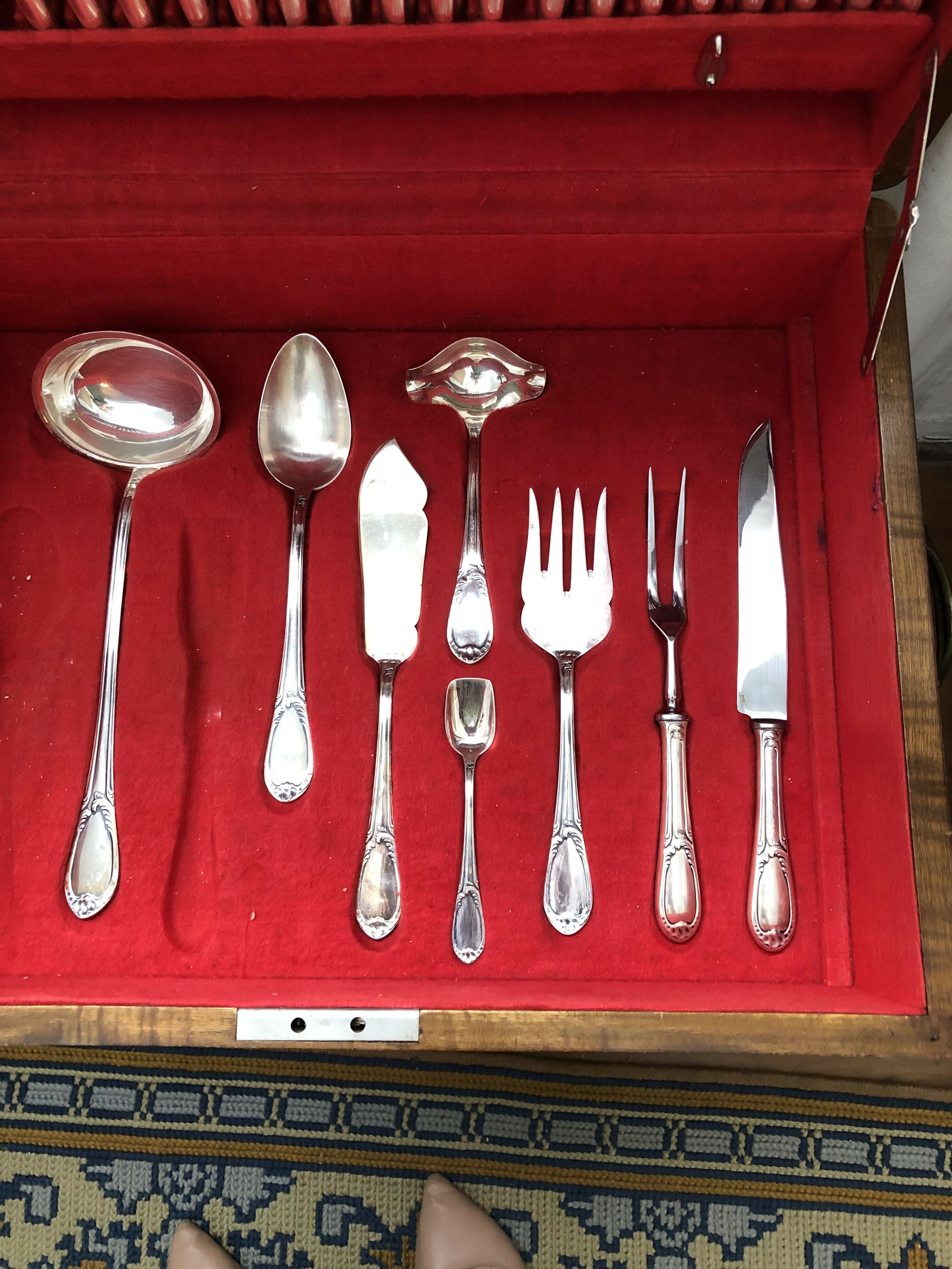 Antigo faqueiro Eberle prata 90 espessurado com 128 peças