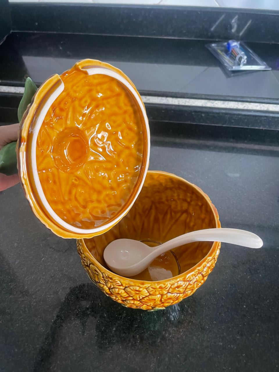 Poncheira Abacaxi Portuguesa em faiança