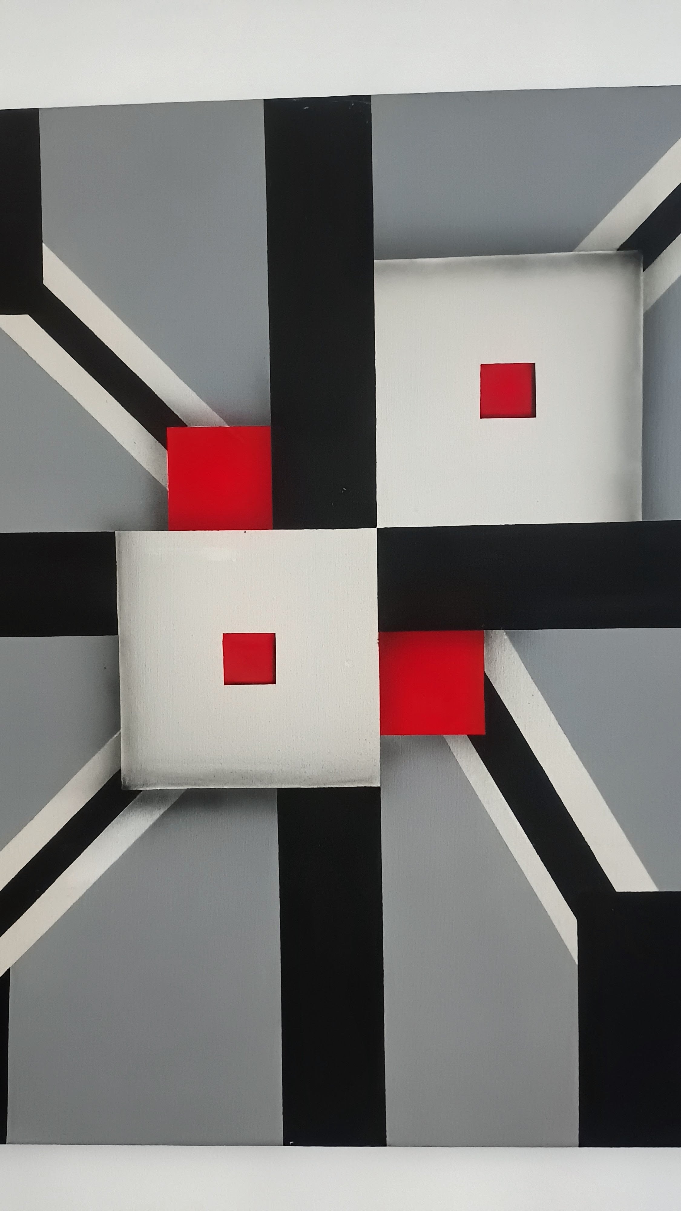 M. Agudelo - Quadro Acrílico sobre Tela - "Concreto" - Ilusão de Ótica e Profundidade - 1,00x1,00m