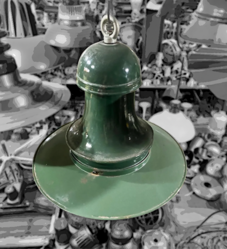 Antiga Luminária Pendente esmaltada em verde - Estilo industrial