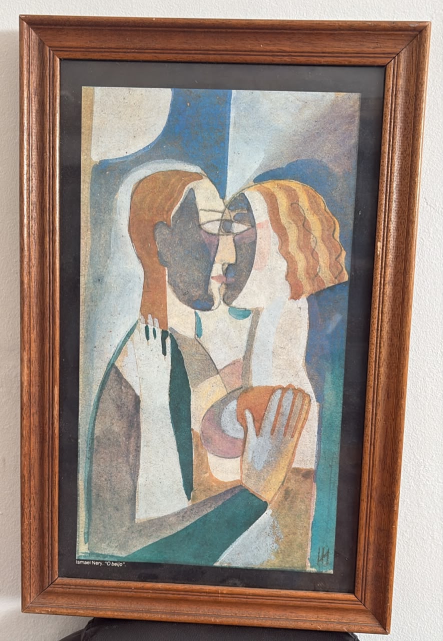 Quadro OBRA DE ARTE – GRAVURA ISMAEL NERY – “O BEIJO” – EMOLDURADA