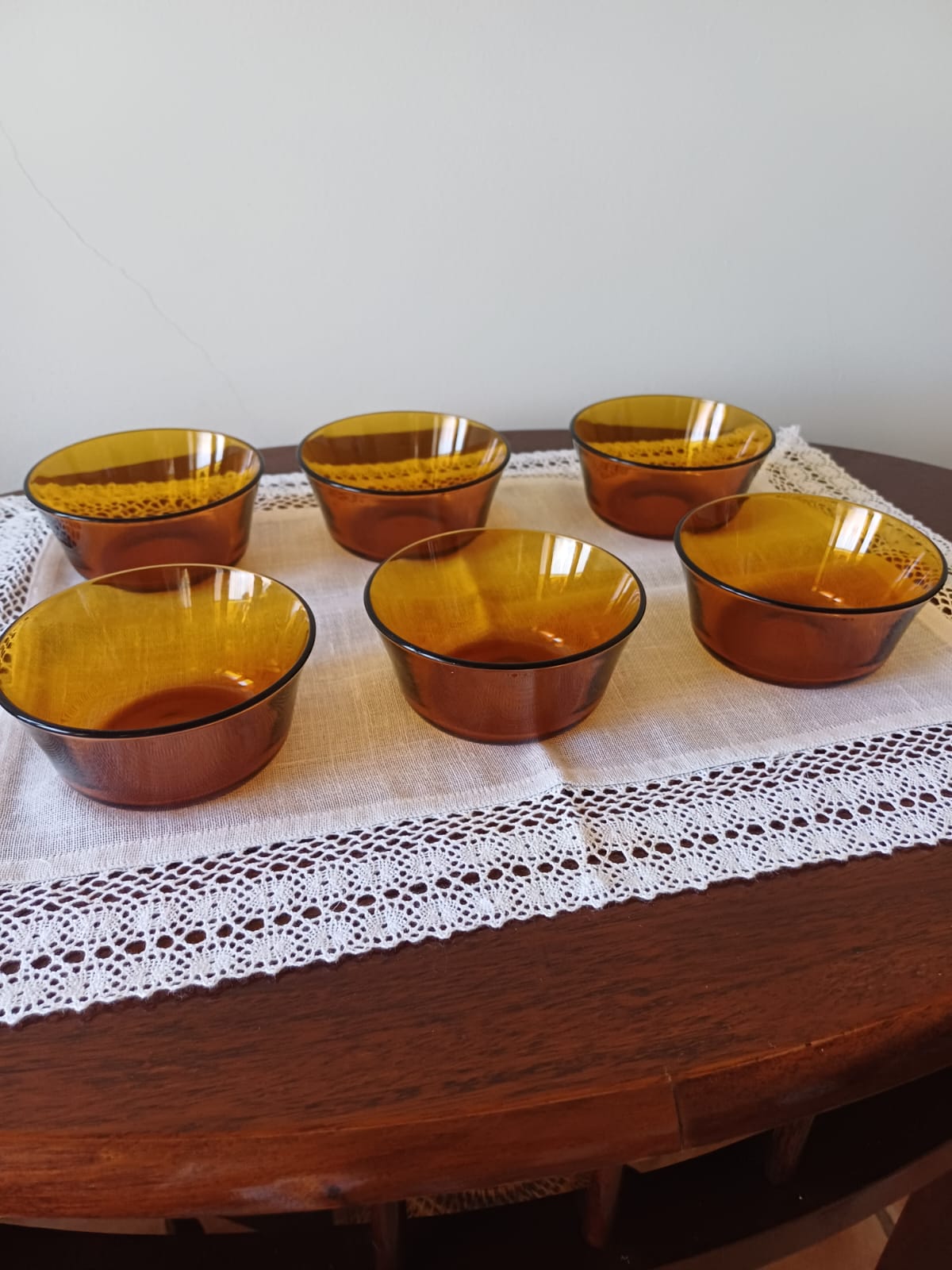 Potes duralex âmbar para sobremesa (10 cm).