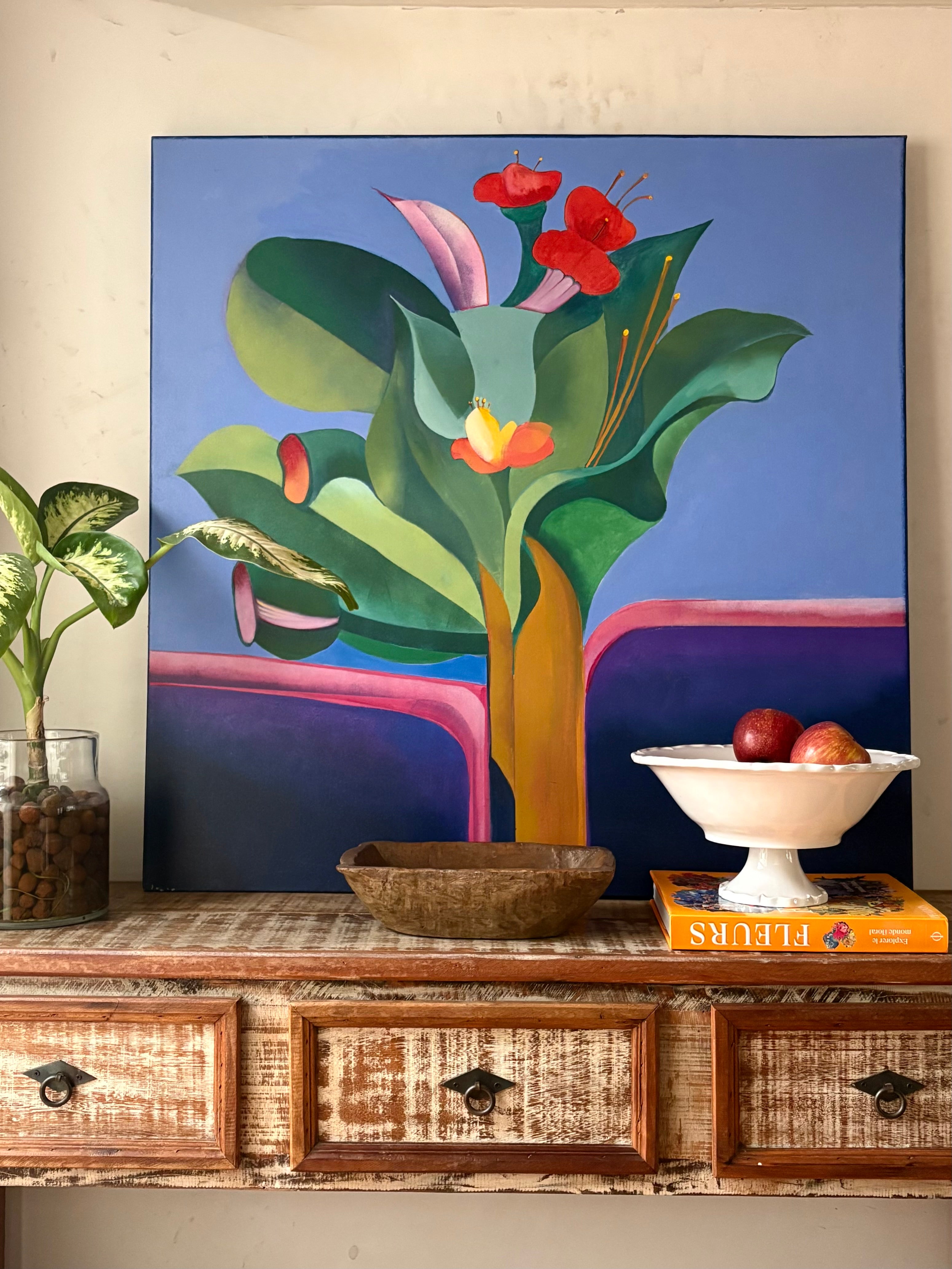 Grande Quadro / Tela com natureza morta tropical e colorida 