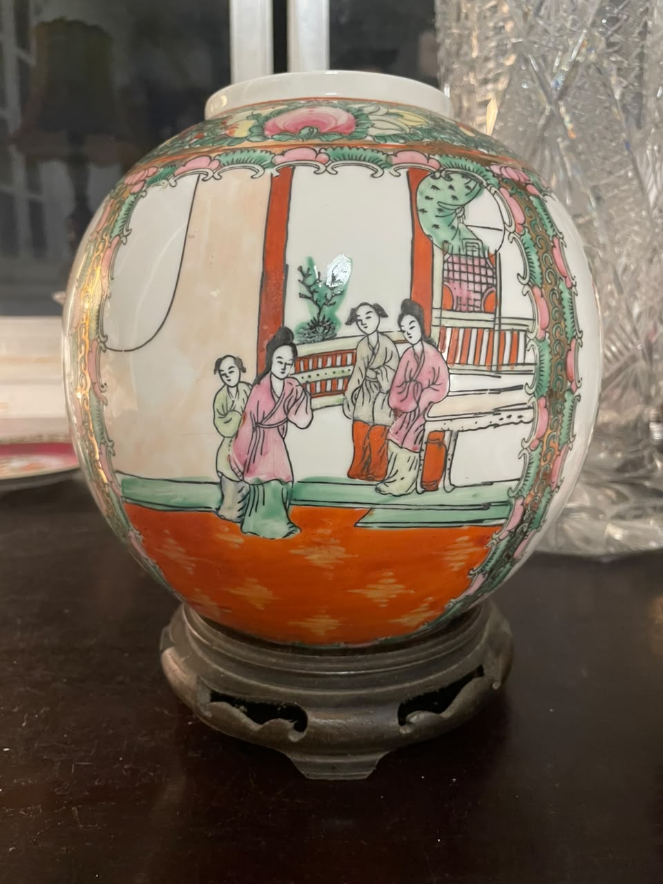 Grande vaso chinês família rosa em porcelana