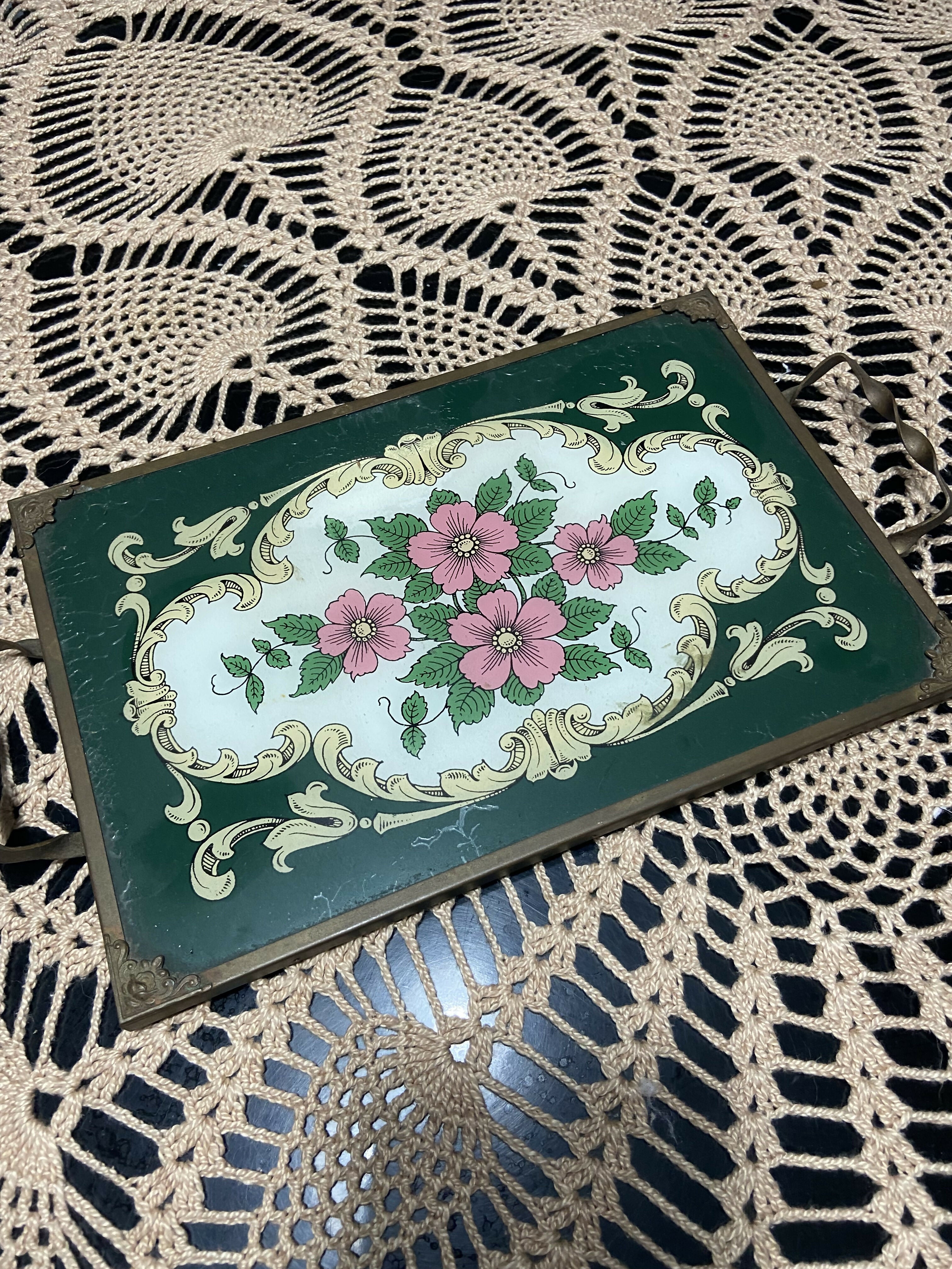 Bandeja Vintage com flores