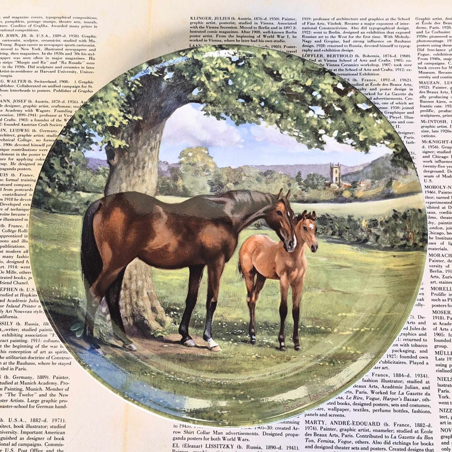 Coleção de 3 Pratos decorativos em  porcelana vintage inglesa Spode, da coleção The Noble Horse