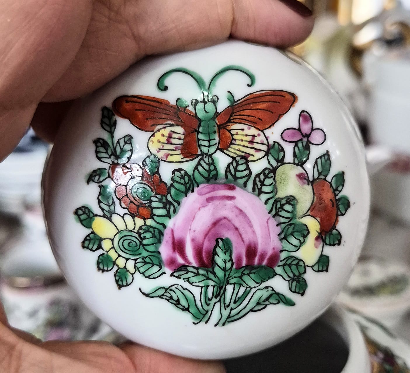  Potiche em porcelana vintage chinesa Família Rosa - Rose Medallion,  anos 50, perfeito.