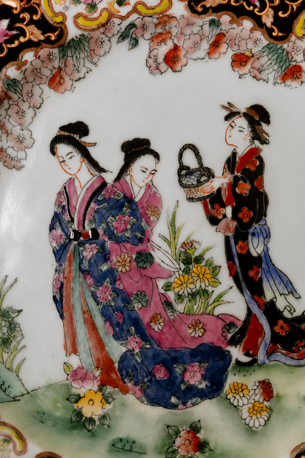 Prato decorativo oriental pintado à mão (DMCPS_280)