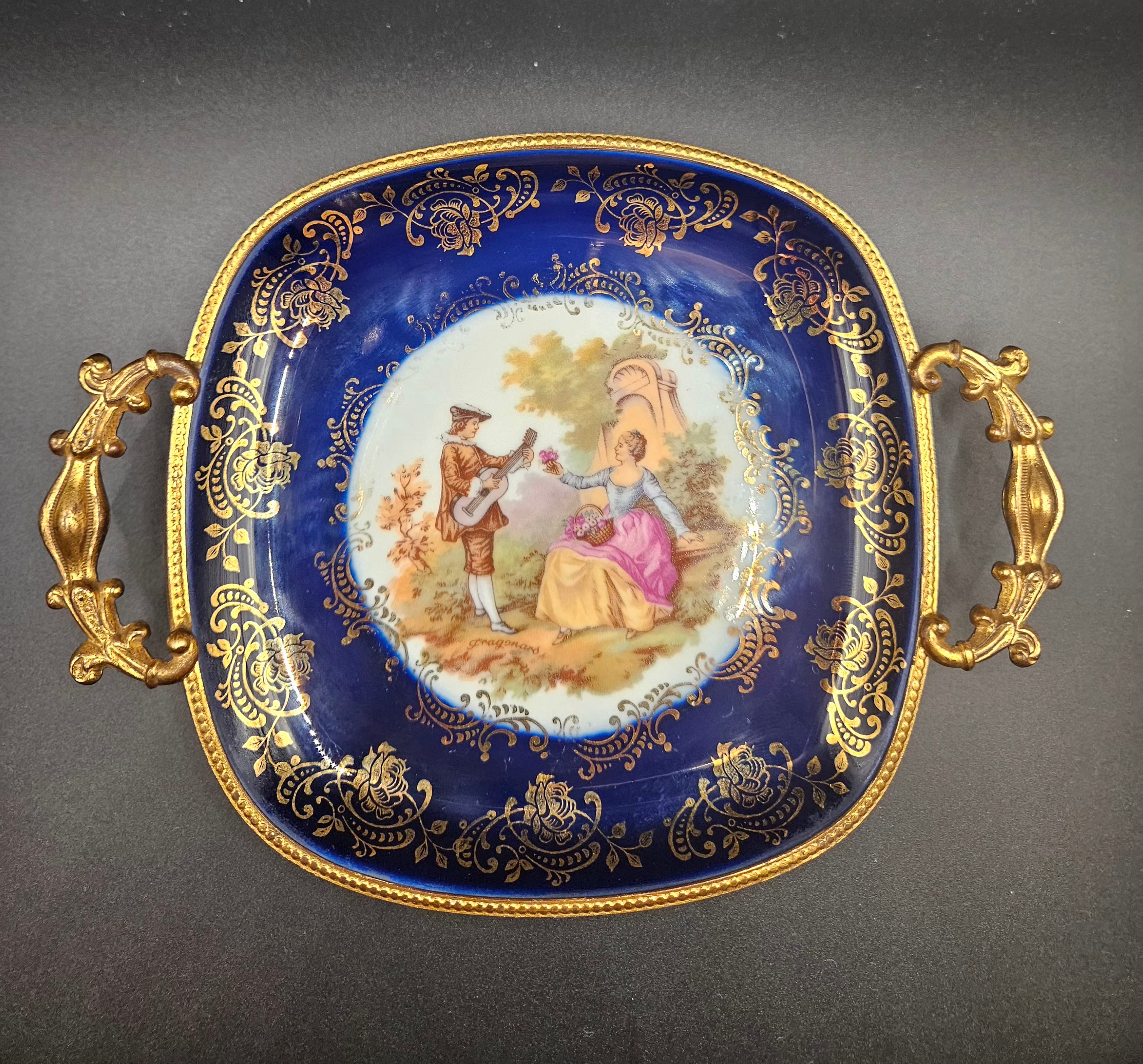 Travessa de Porcelana Limoges - Selo Ouro Fragonard - 12 cm