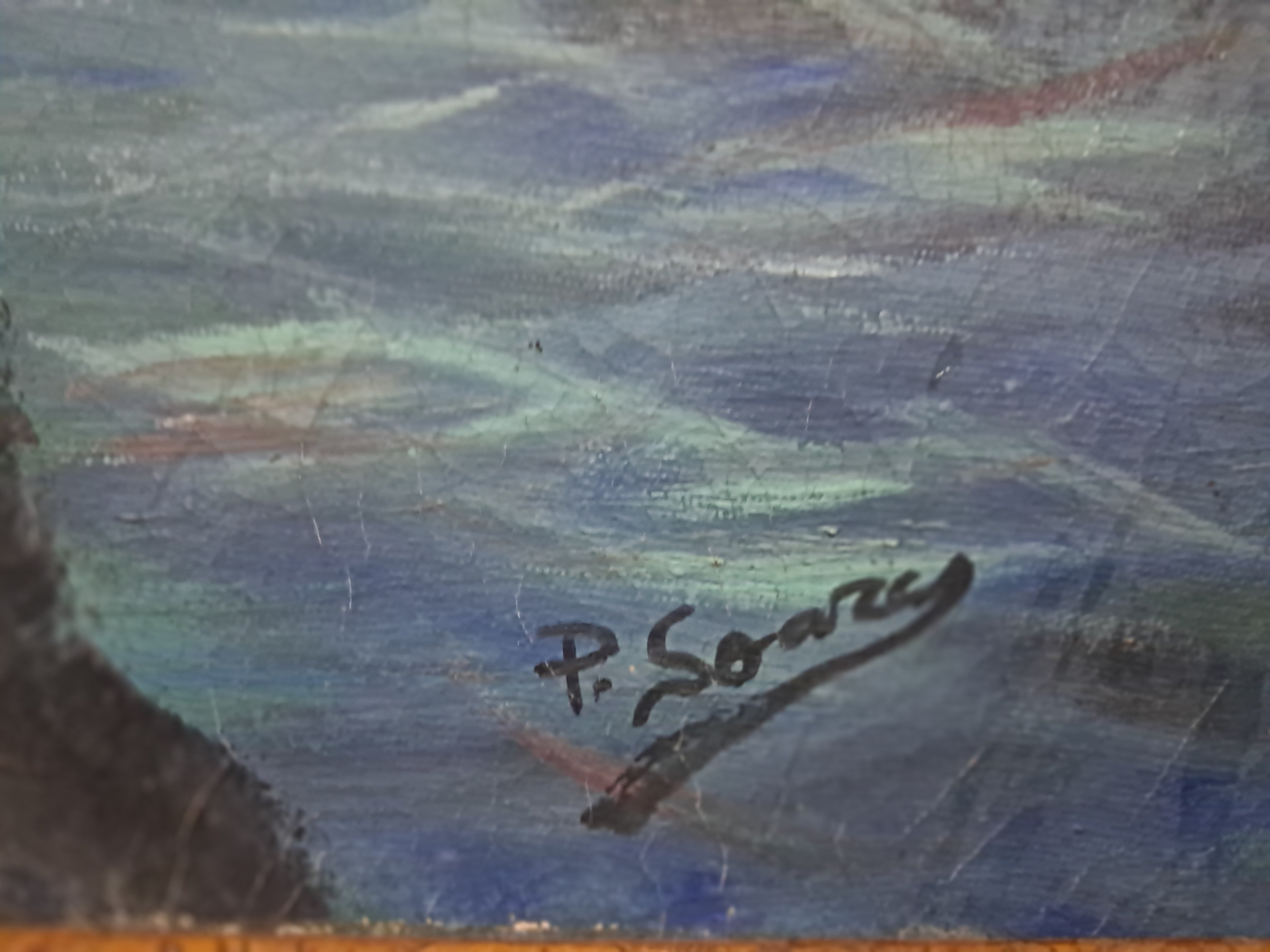 Quadro Mar ao Luar com moldura em madeira 