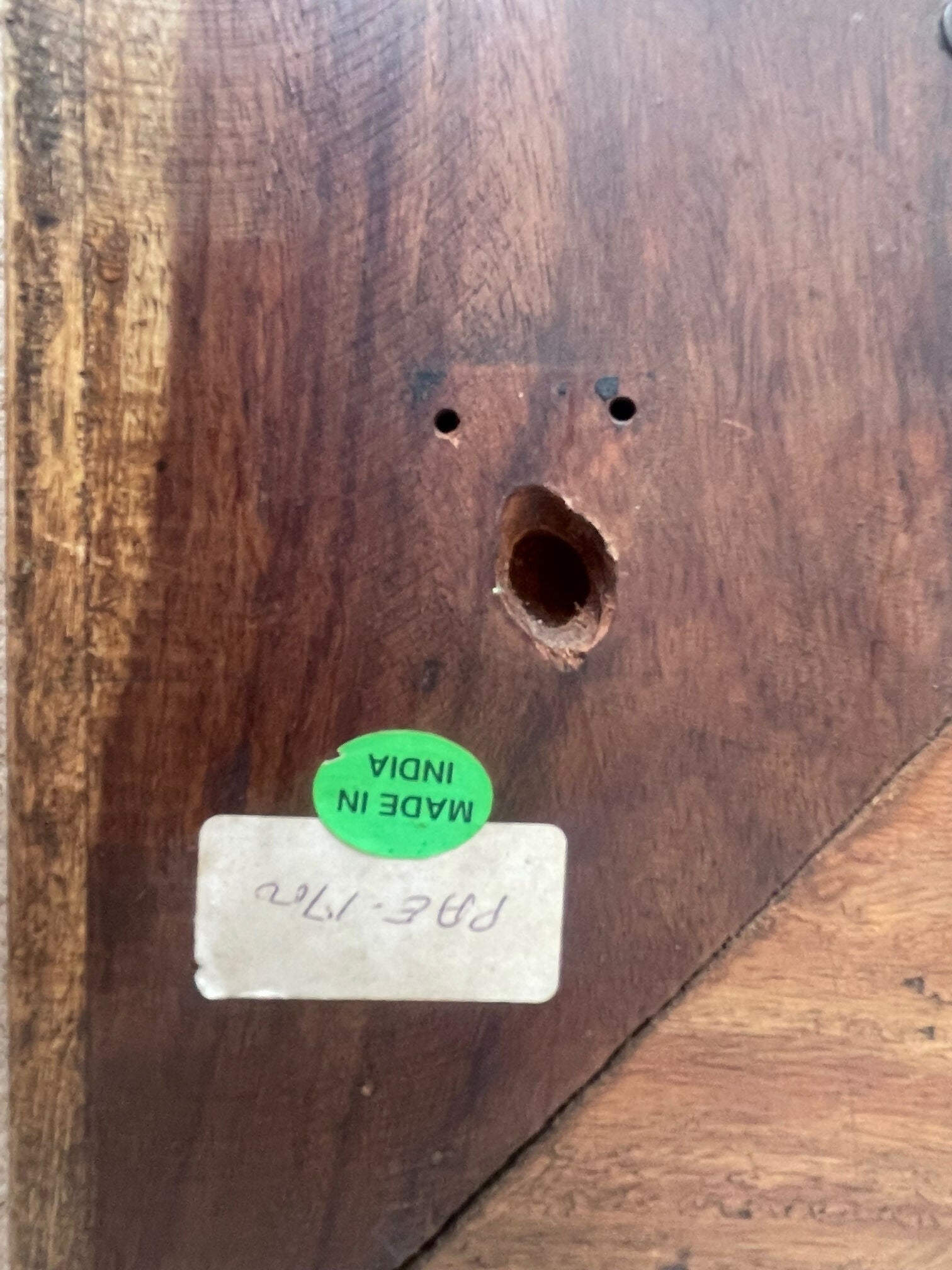 Espelho indiano de madeira com marchetaria em osso