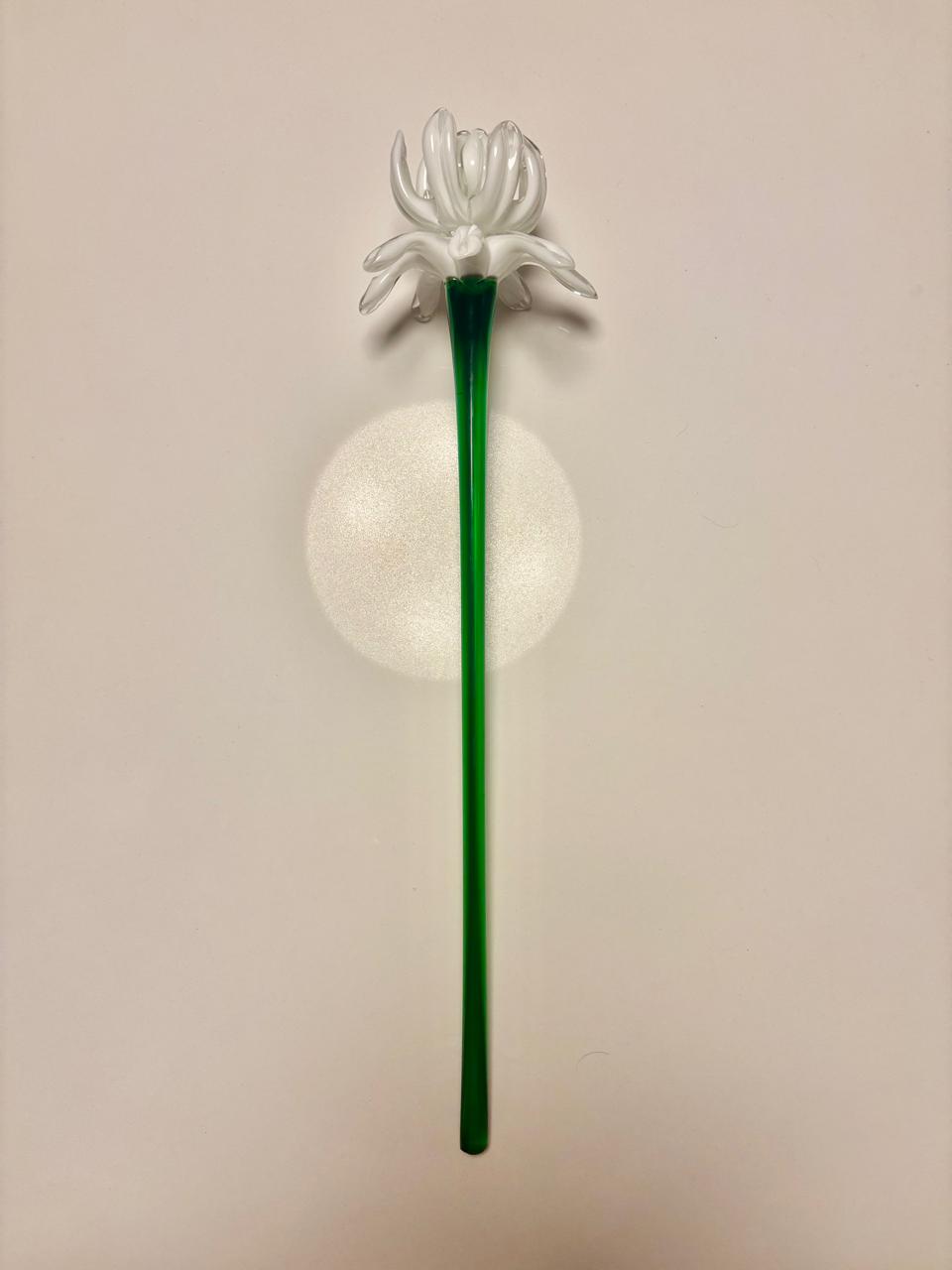 Flor branca em vidro artístico (DMCPS_206)