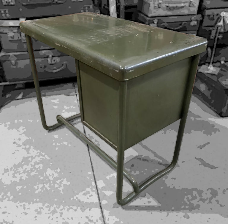 Mesa escrivaninha antiga de aço verde escuro - Estilo industrial