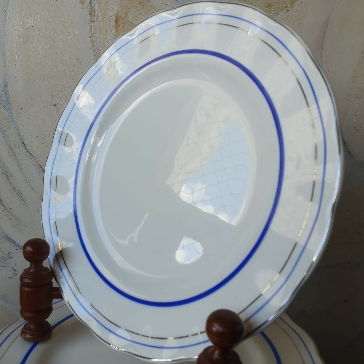Conjunto de 23 peças, pratos rasos e fundos, em faiança inglesa Art Decó, anos 30, Grindley Creampetal