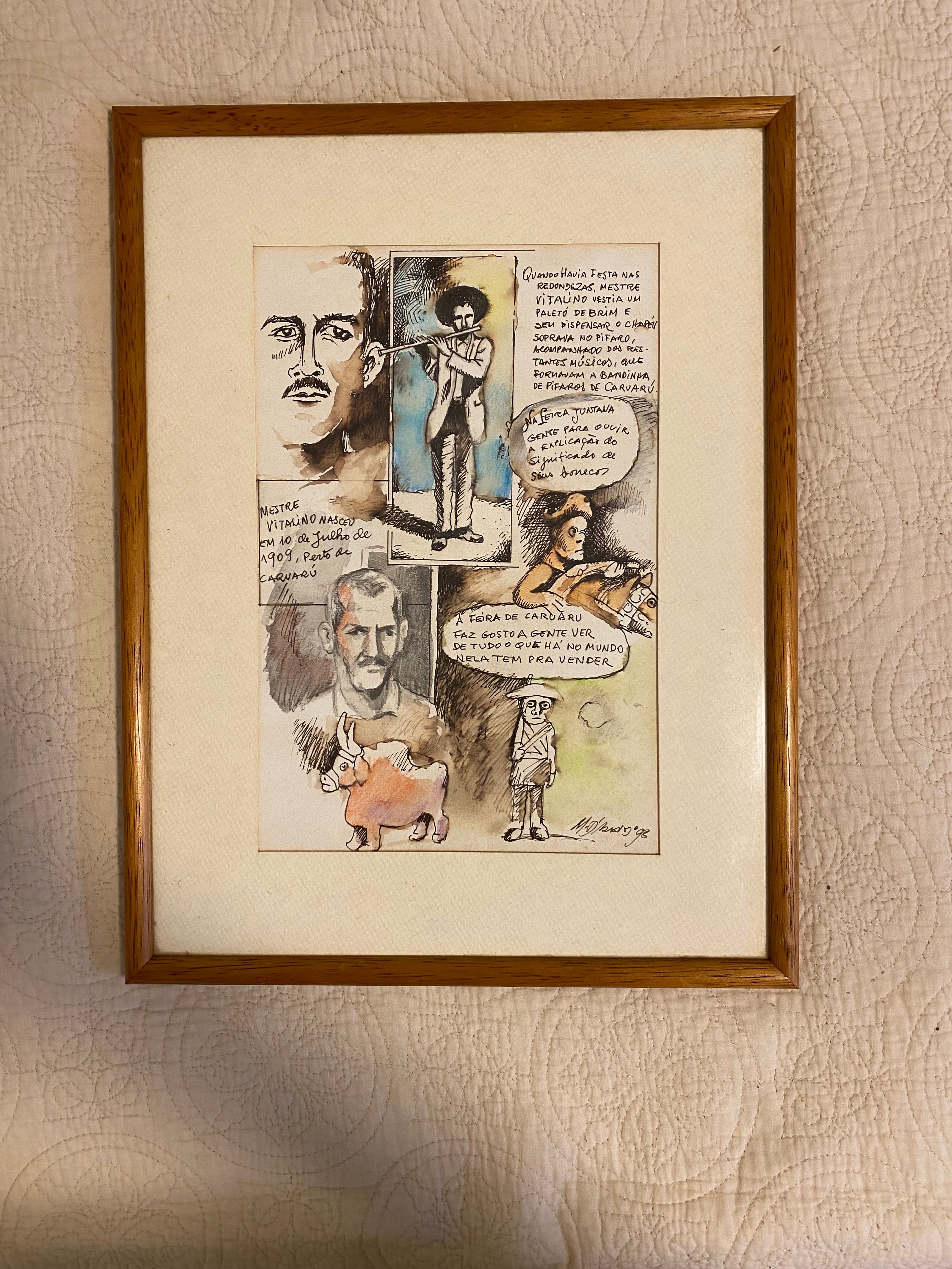Quadro com obra de arte retratando Mestre Vitalino de Caruaru