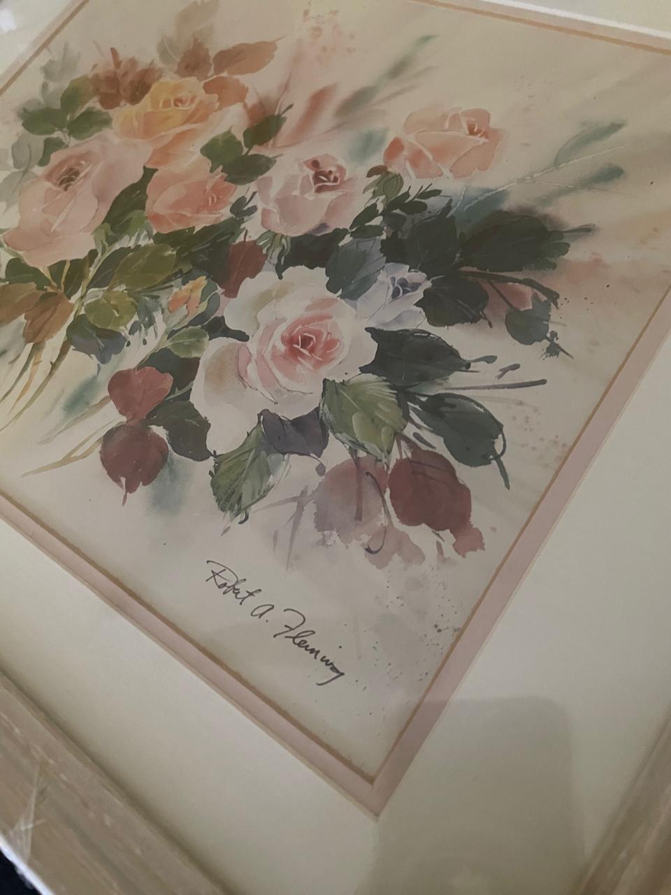 Quadro pintura de rosas