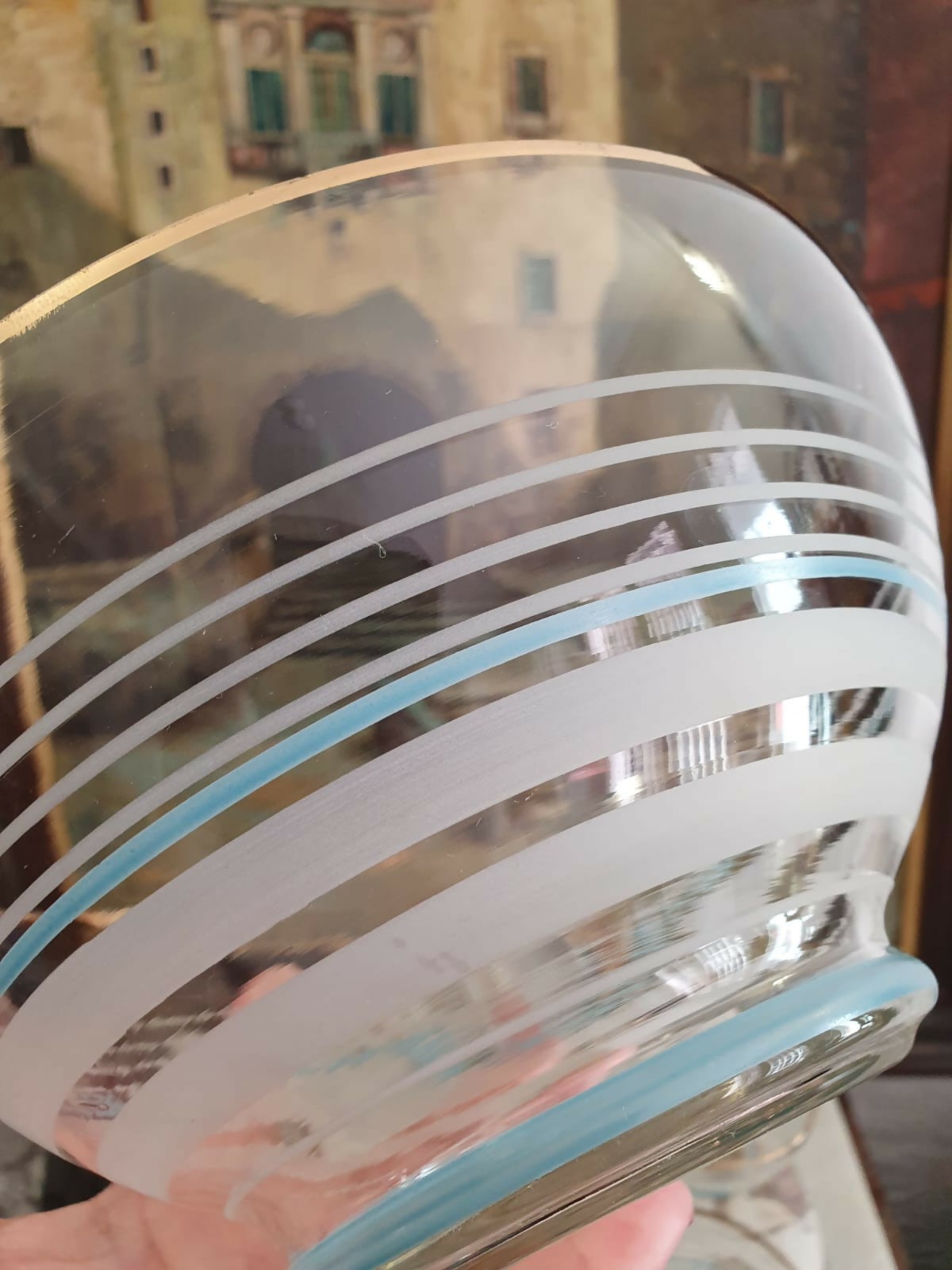 Conjunto para sobremesa com 7 peças em vidro anos 50, impecáveis. Maravilhoso!