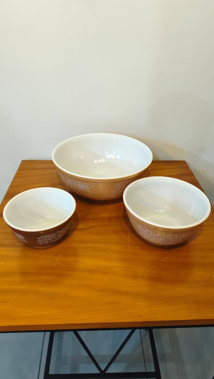 Conjunto Vintage De 3 Tigelas Pyrex By Corning – Decoração Floral
