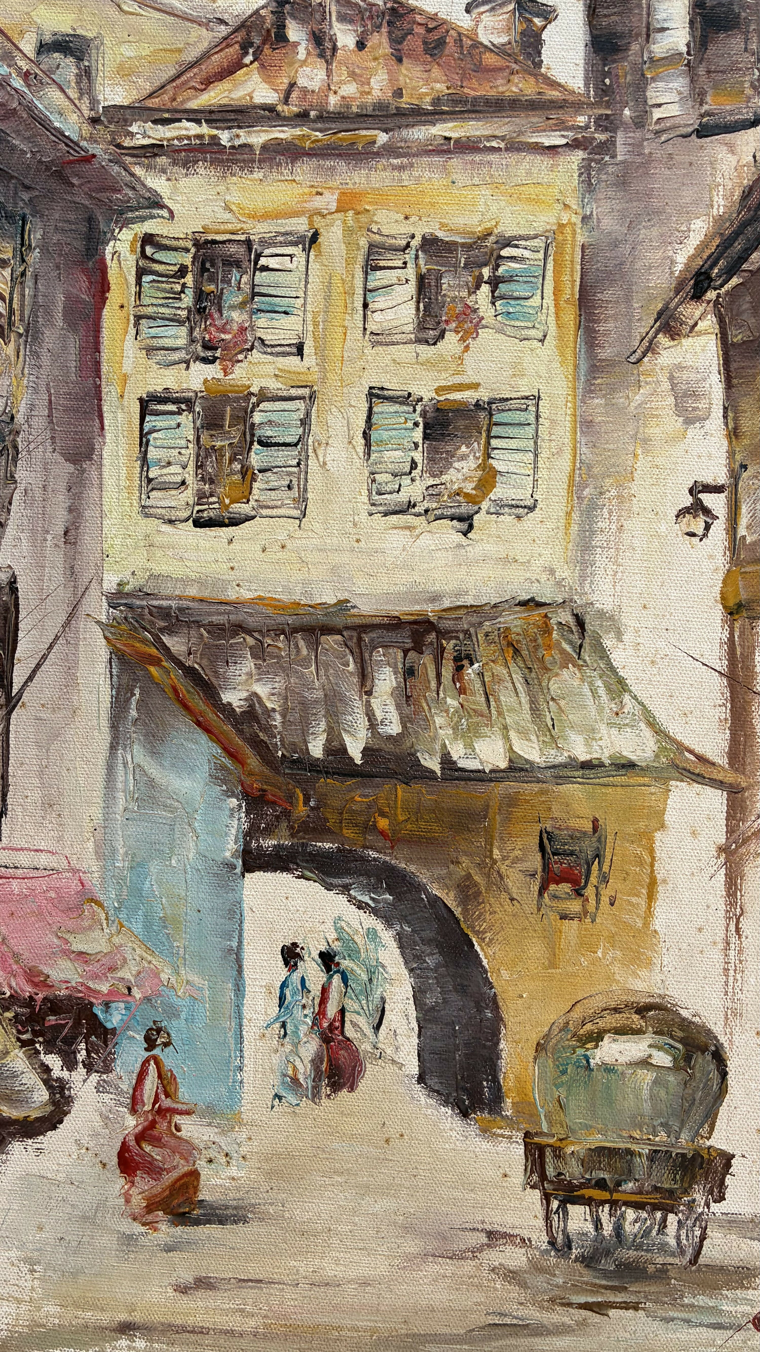 QUADRO ÓLEO SOBRE TELA de cena urbana europeia