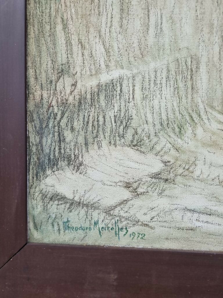 Quadro "Mulher e caminhos" - Theodoro Bendito Meirelles 1972 (66cm x 86cm)