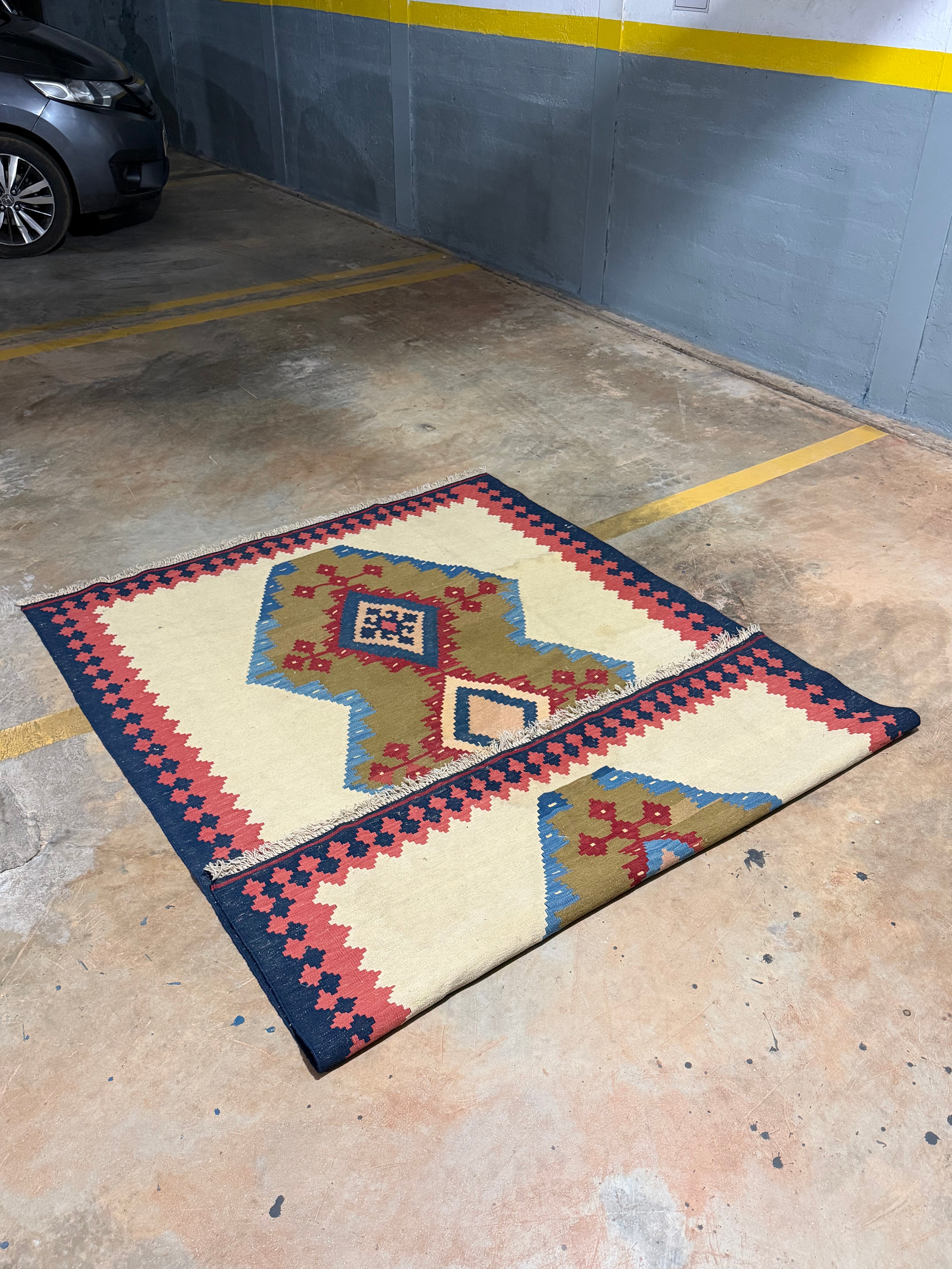 legítimo tapete kilim 2,10m x 1,47 lã e algodão