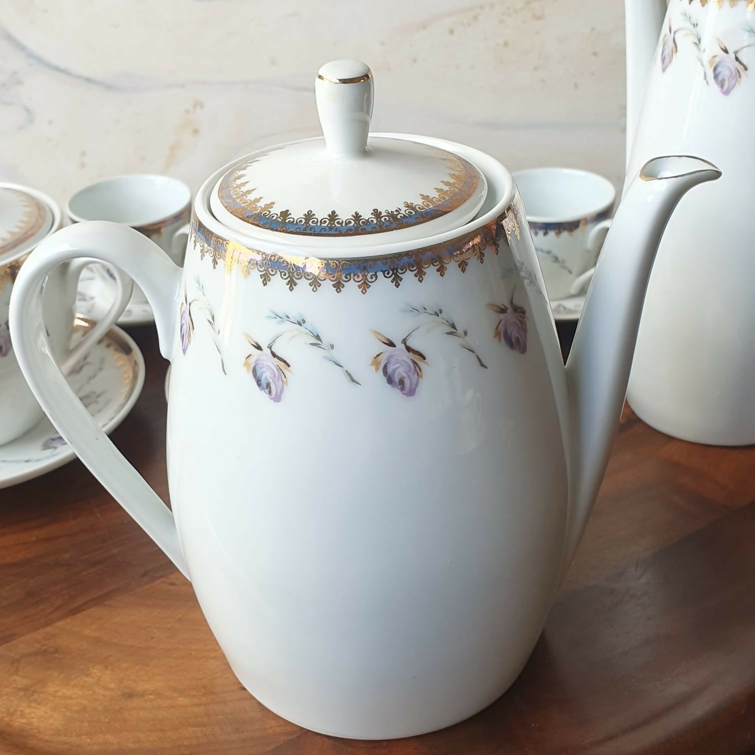 Conjunto para café em porcelana Schmidt, anos 50.