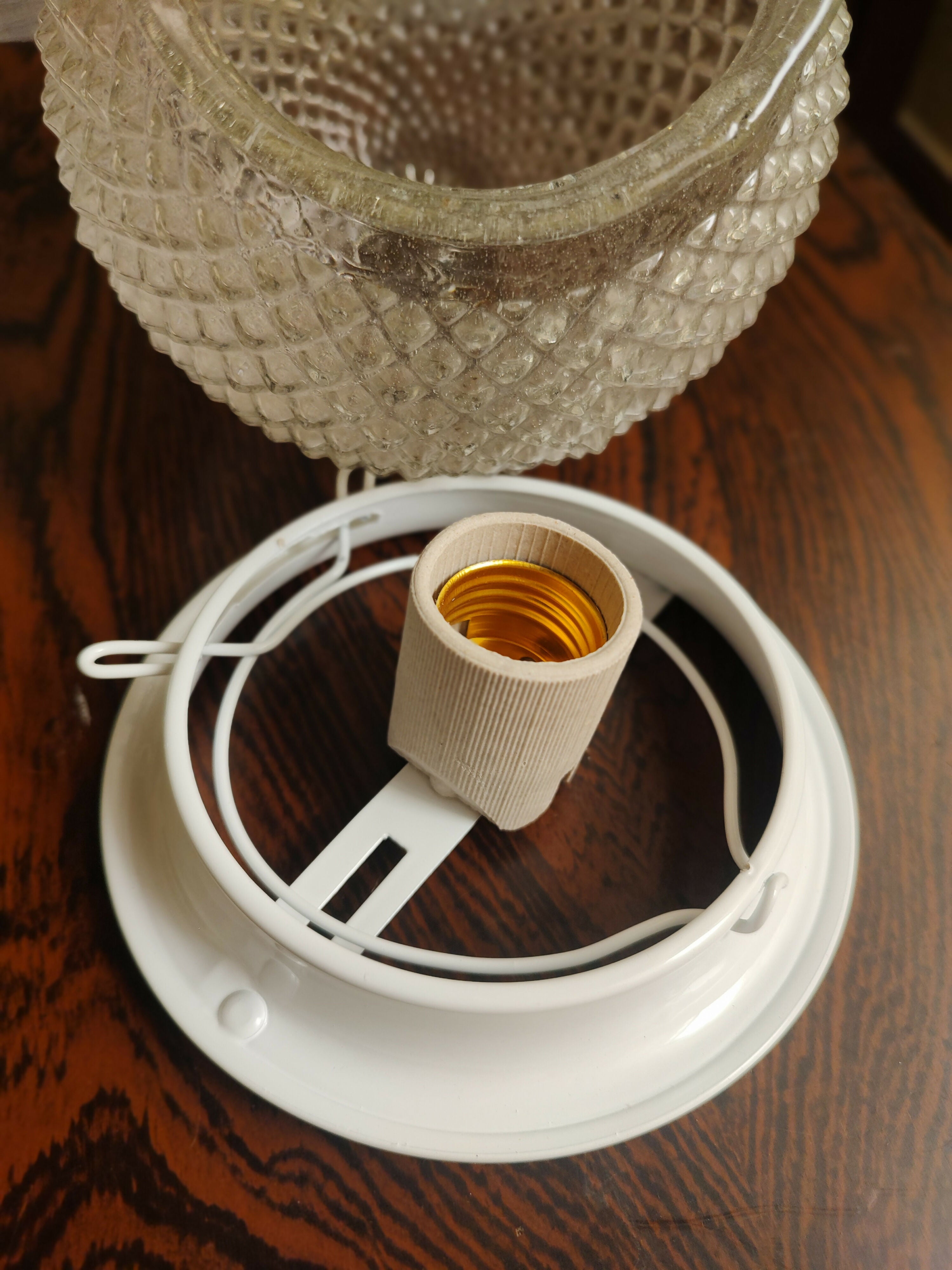 Antiga Cúpula / Lustre / Luminária Globo em vidro texturizado com bocal e plafon novos (modelos diversos)