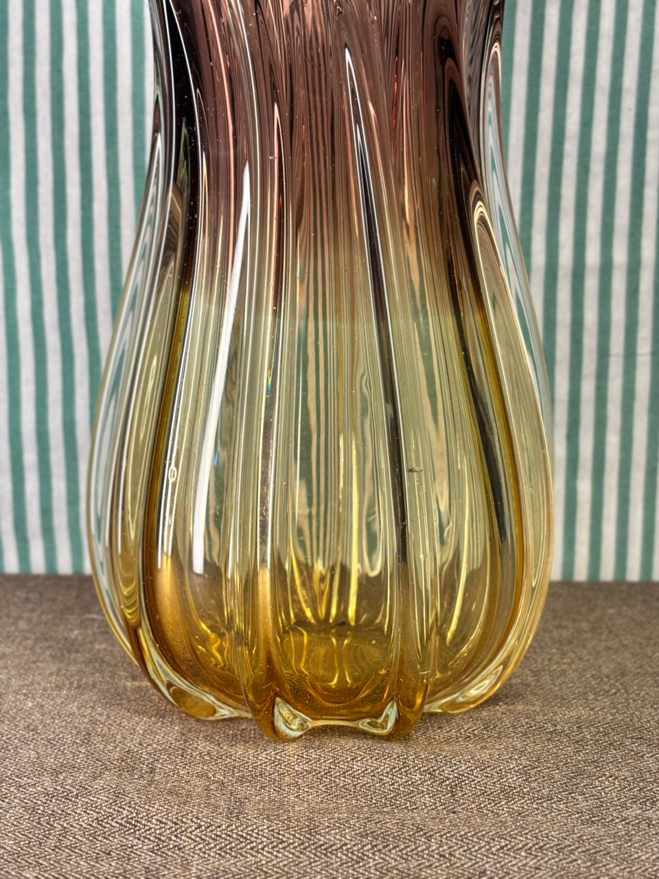 Vaso Murano âmbar e fumê