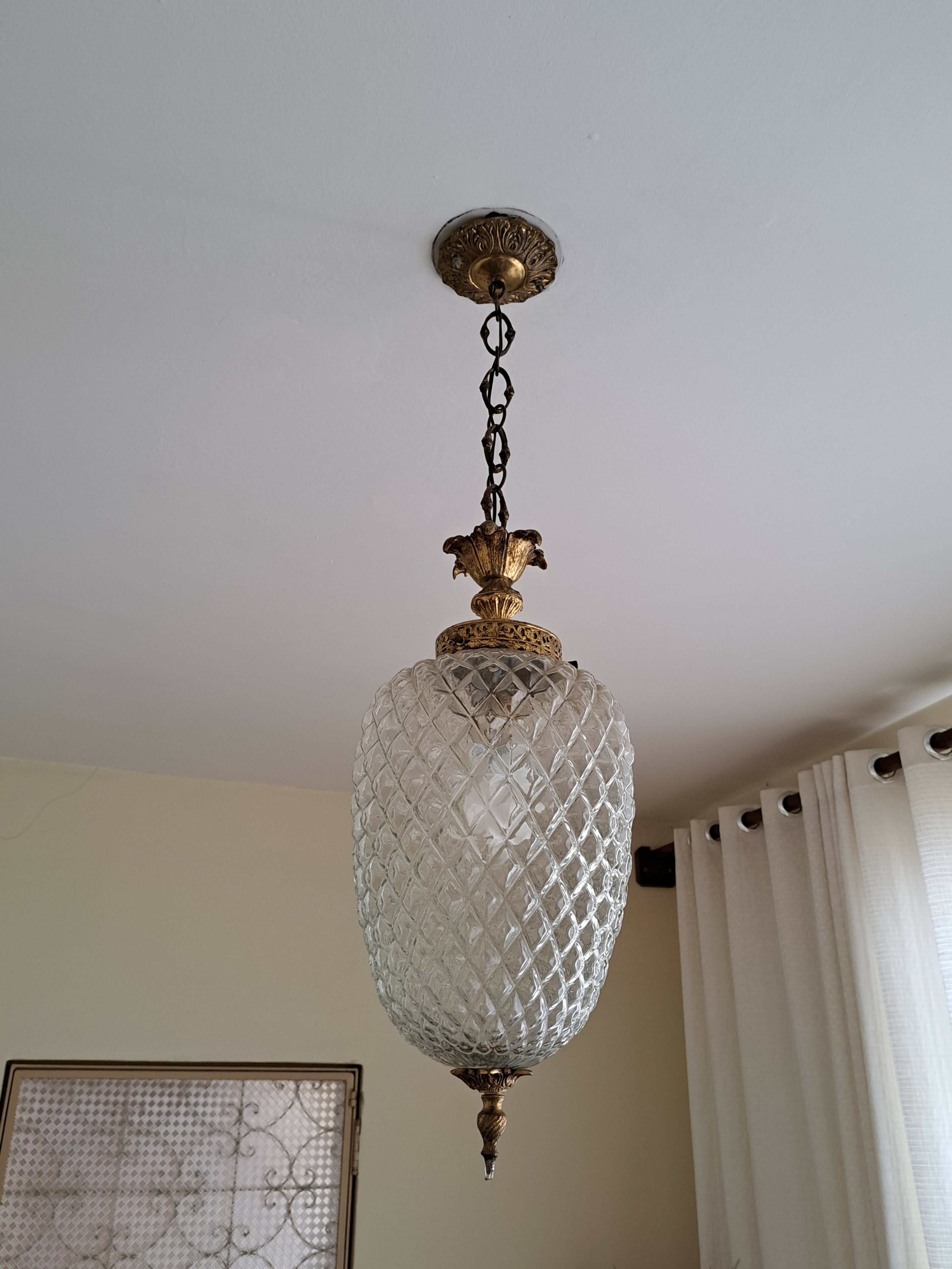 Lustre pendente de vidro vintage com design em estilo swag