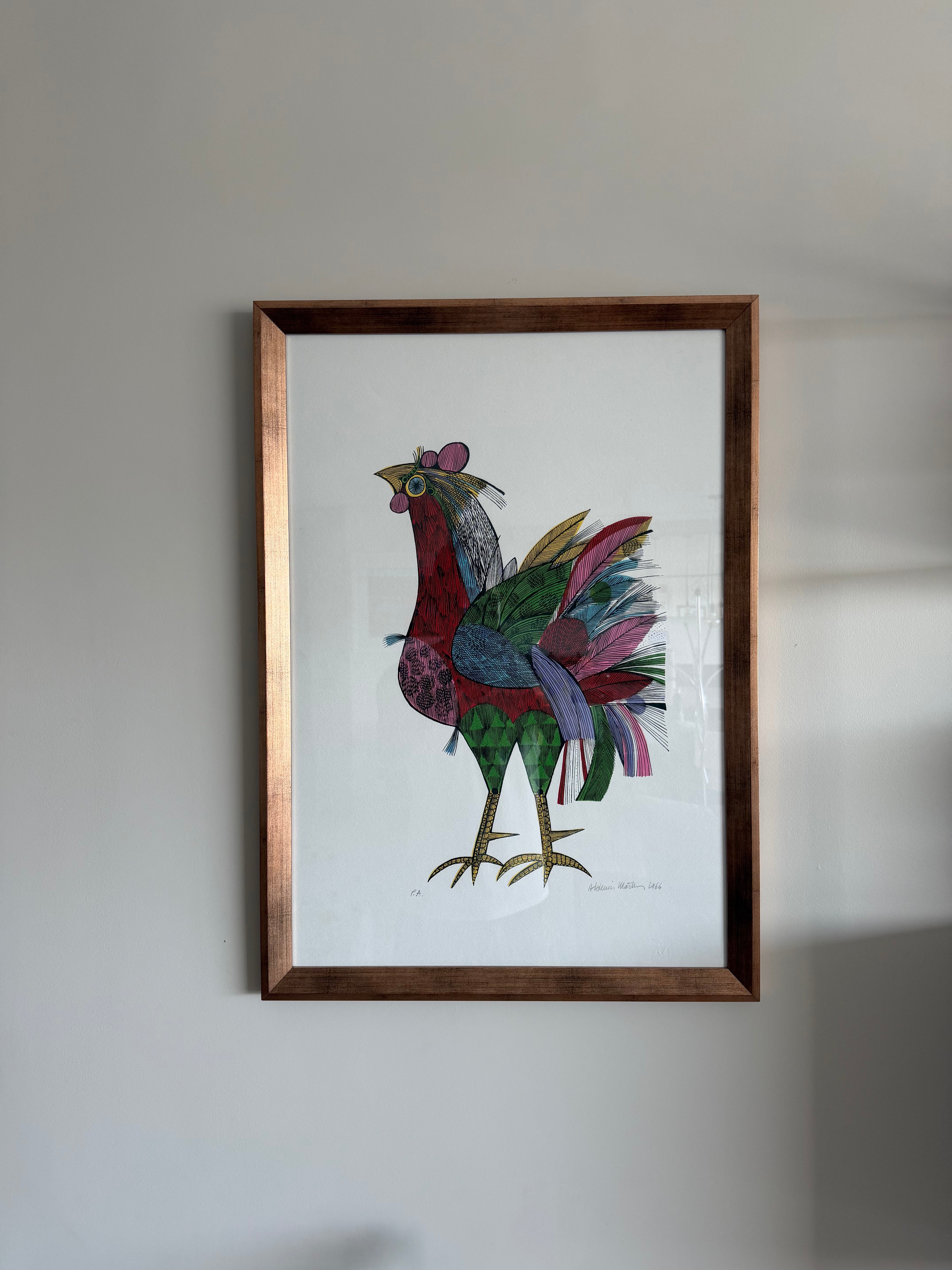 Quadro Galo serigrafia Aldemir Martins p.a.